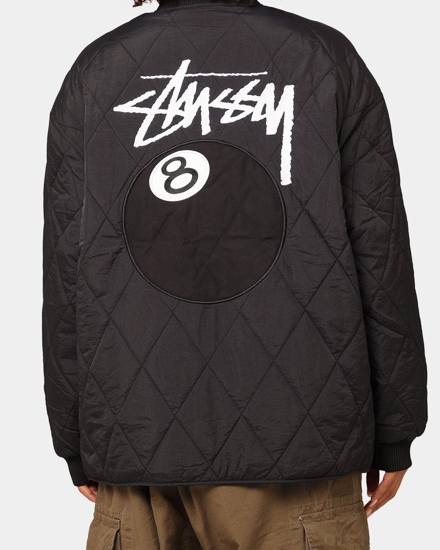 St??ssy Women's 8 Ball Quilted Jacket Black Abrasion Resistant Surface sun resistant