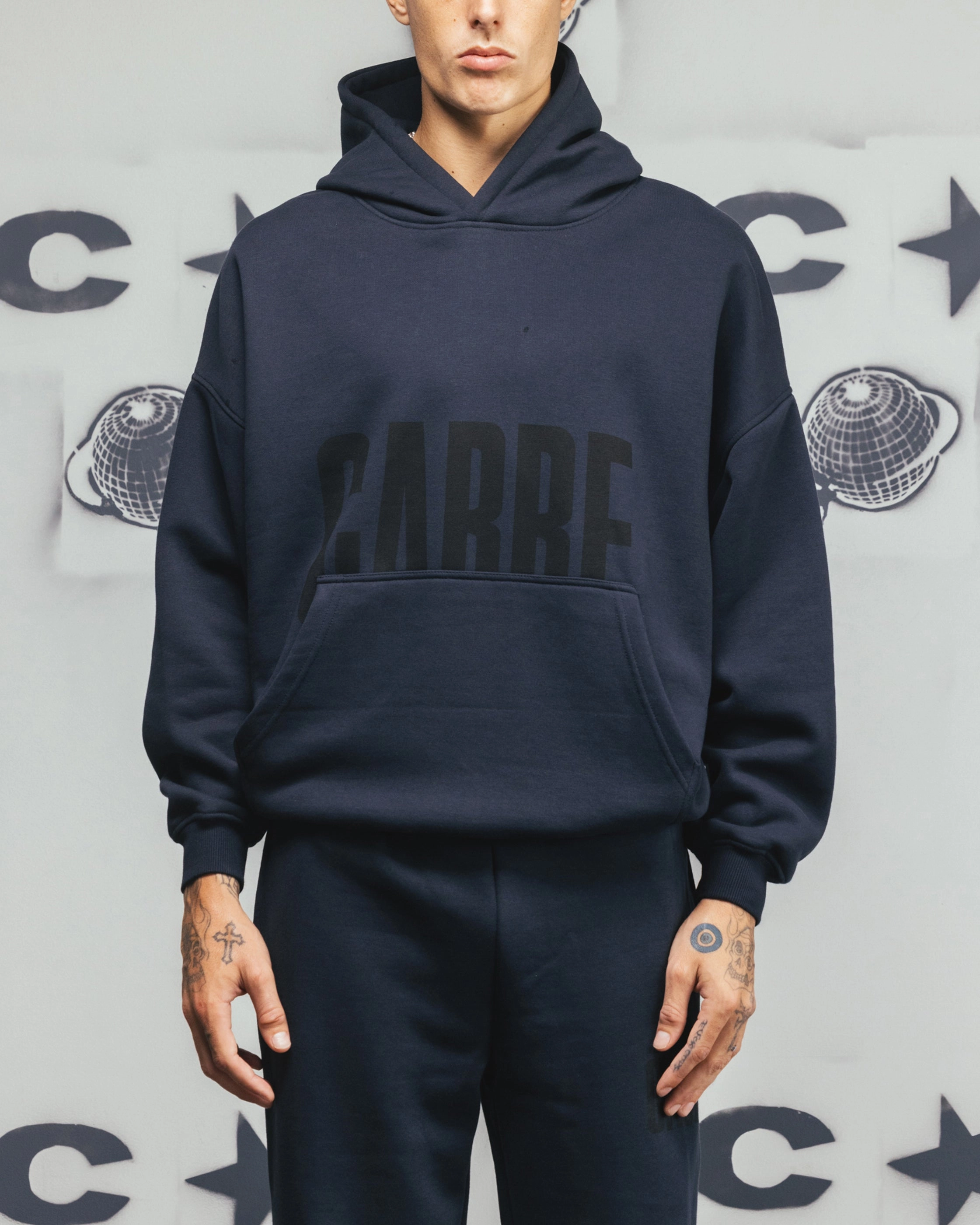 steel body Network - connected Carre Premium Essentials Hoodie Steel/Black