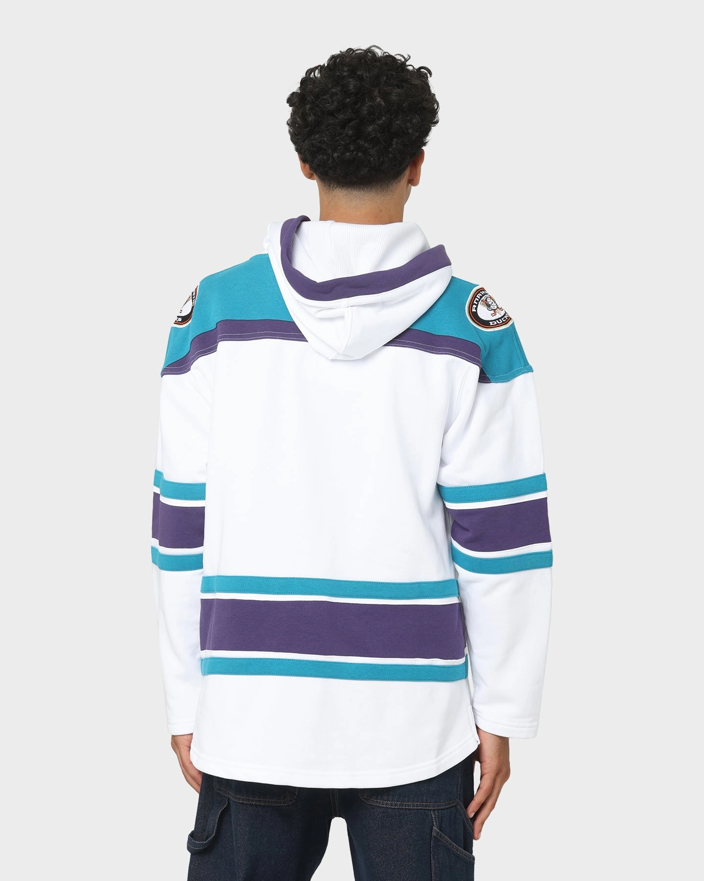 47 Brand Anaheim Ducks Superior Lacer Hoodie White Wash YKK Zipper Hardware bike tour