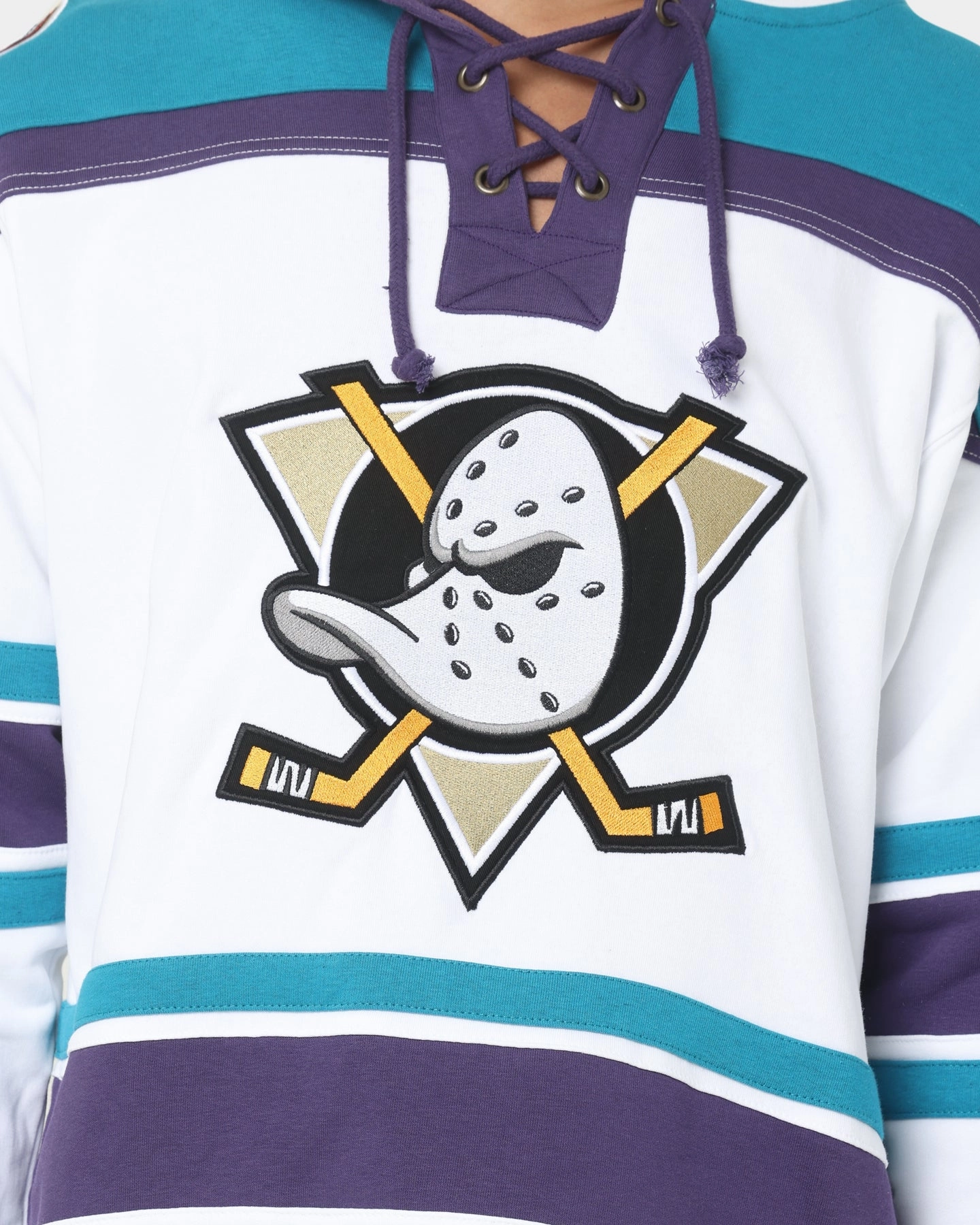Defend 47 Brand Anaheim Ducks Superior Lacer Hoodie White Wash