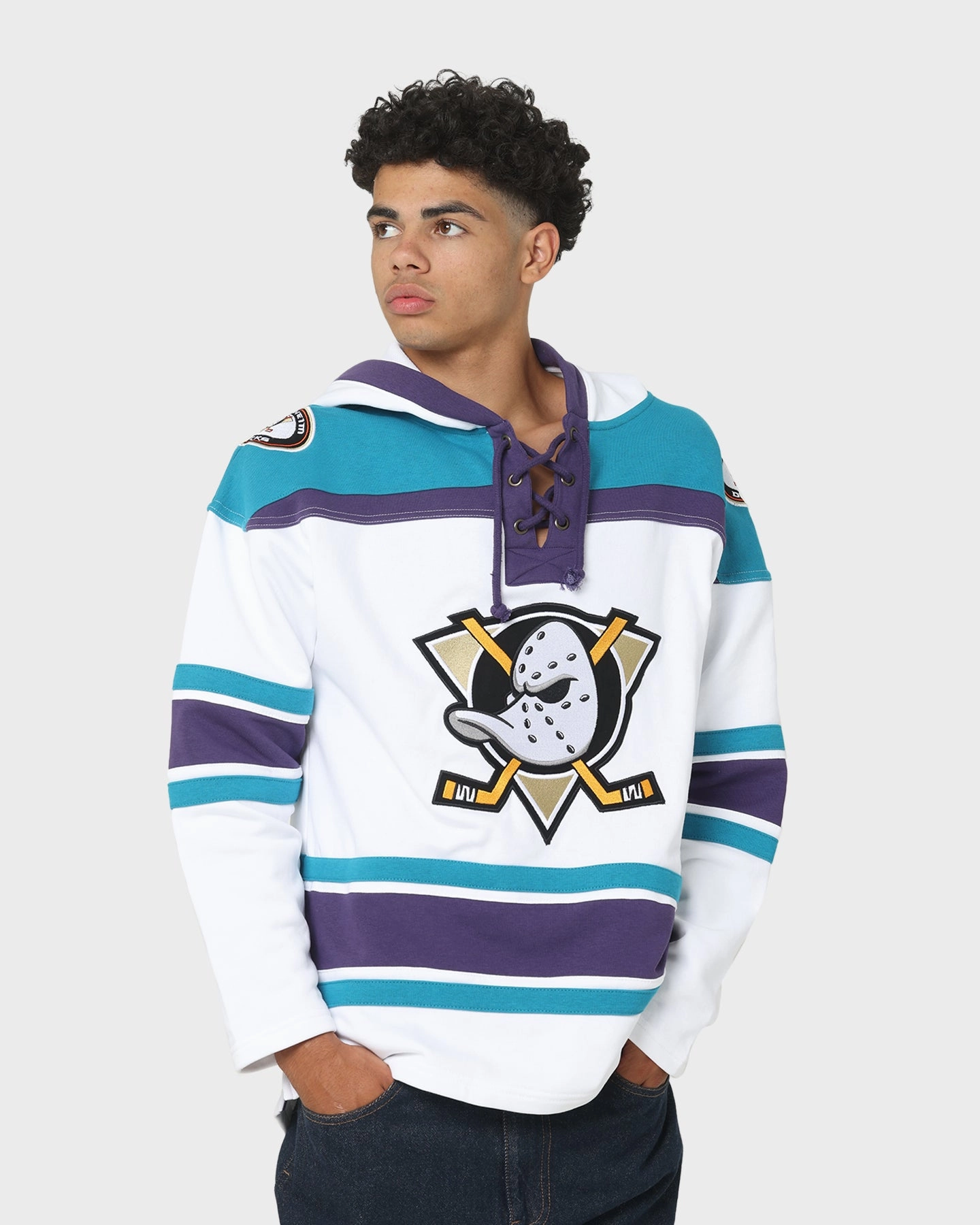 Recognize formal dinner 47 Brand Anaheim Ducks Superior Lacer Hoodie White Wash