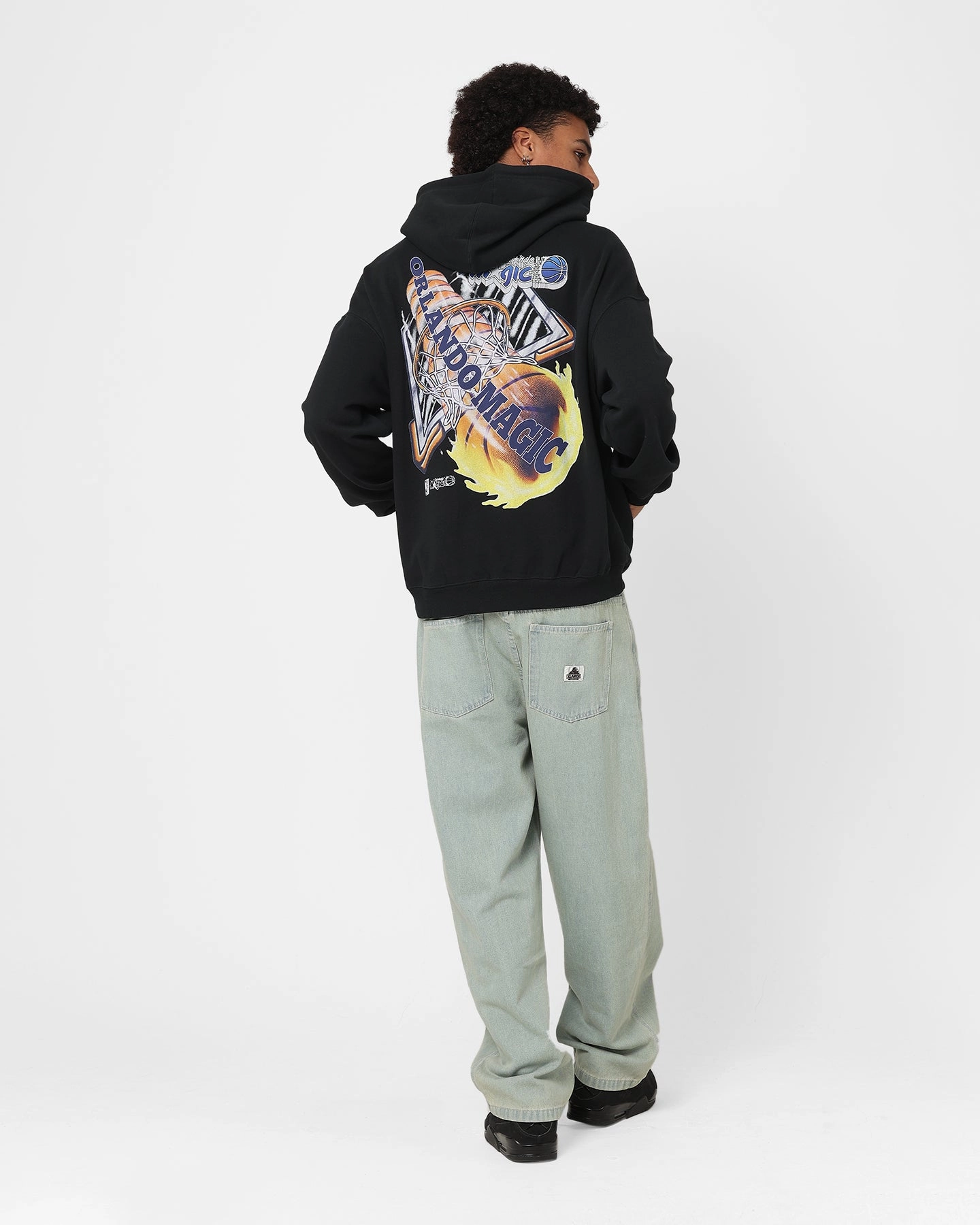 Lightweight Waterproof Mitchell & Ness Orlando Magic Fireball Hoodie Black