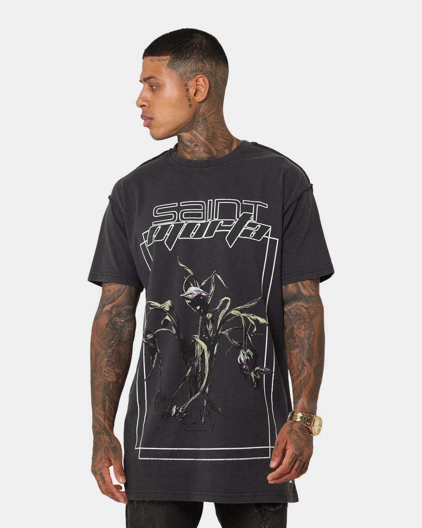 Saint Morta Lifeless Lafayette Vintage T-Shirt Vintage Black Glossy Look Easygoing Design
