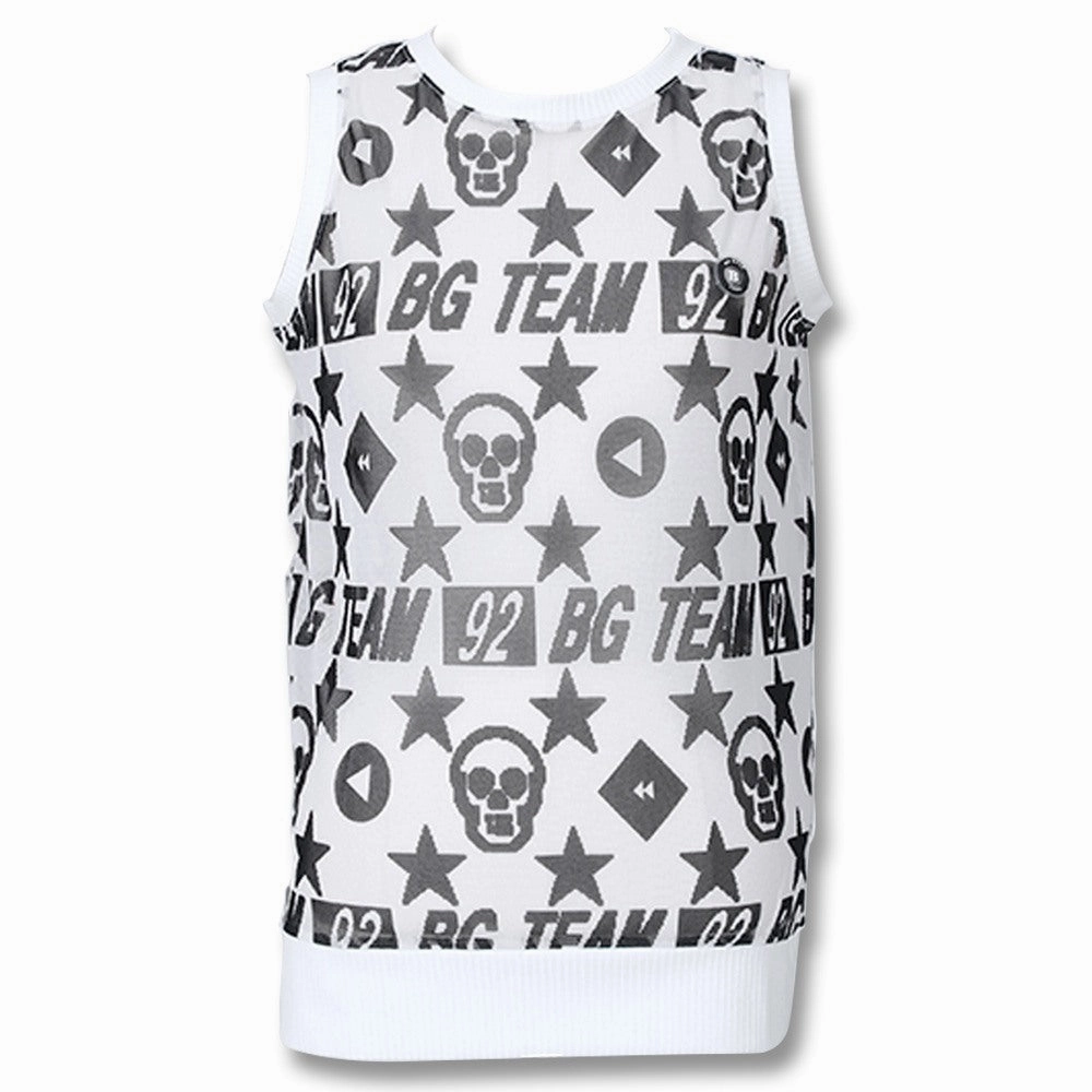 City Chill Style Golfio - BG Golf Skull Round Golf Vest White - SS24 Women