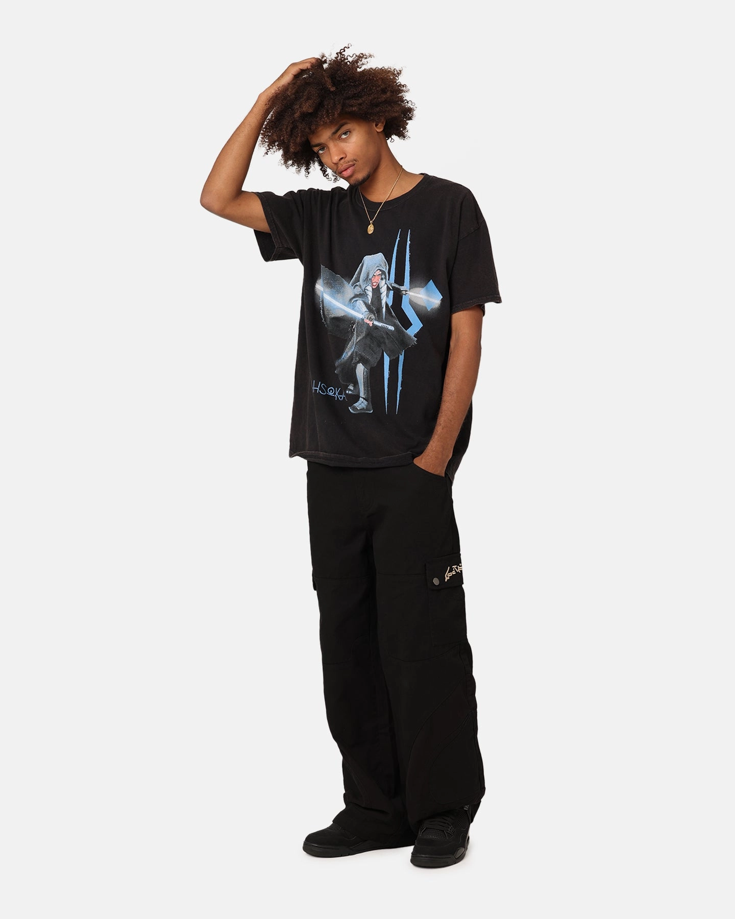 Star Wars Ahsoka Vintage T-Shirt Black Wash Soft and Flexible