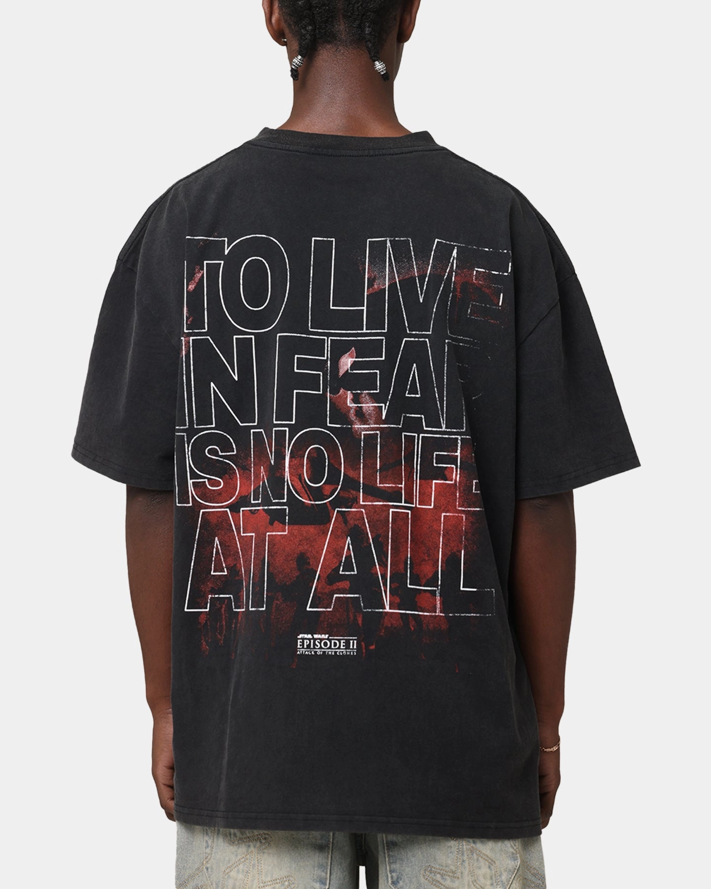 Holiday Outfit Style Quick Comfort Star Wars Episode II Vintage T-Shirt Black Acidwash