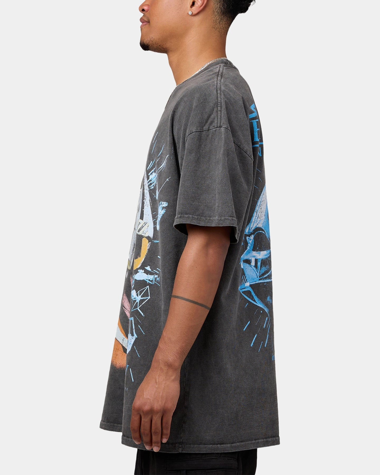 Star Wars Episode IV '77 Heavyweight Vintage T-Shirt Black Wash college Reinforced Shoulders