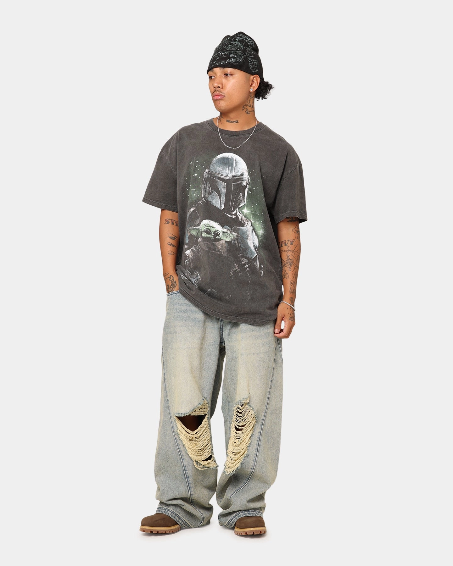Star Wars The Mandalorian Heavyweight T-Shirt Black Wash Summer Ready