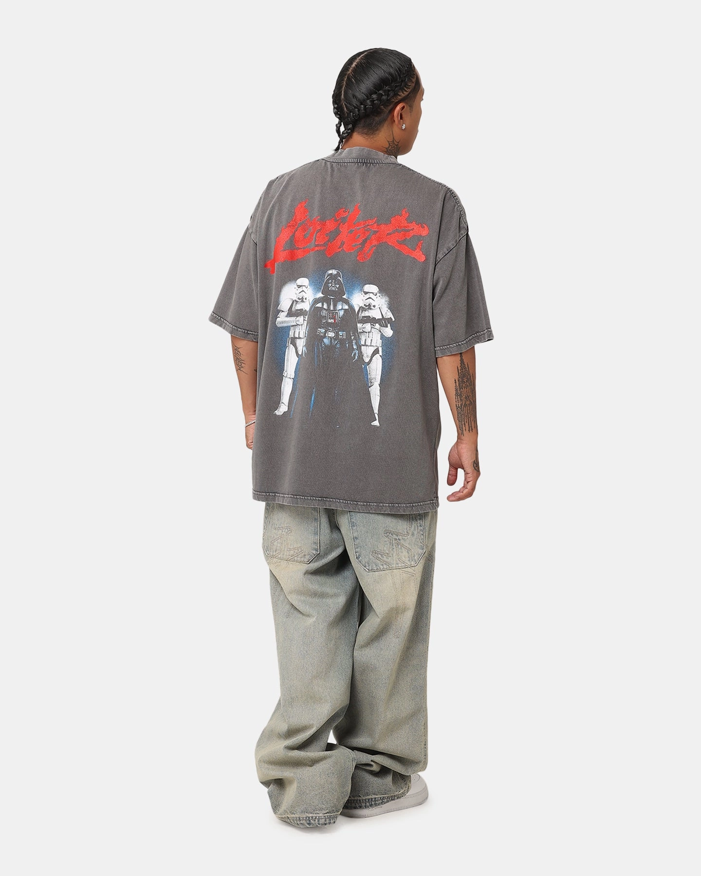 Star Wars Vader & Stormtrooper Vintage Vintage T-Shirt Washed Charcoal Ultra Soft Finish RecycledBlend
