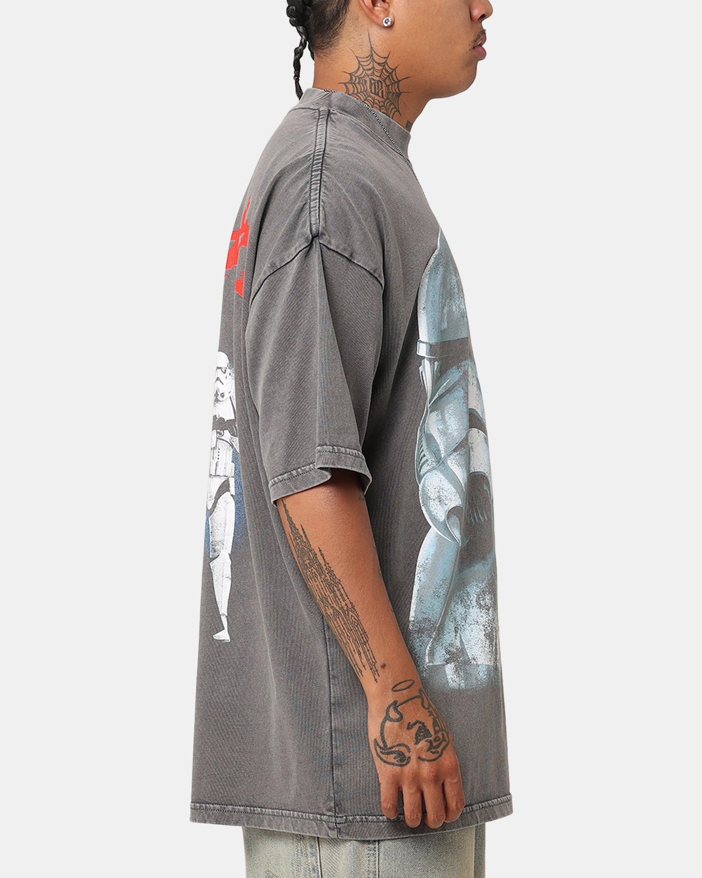Fashion Forward Oeko Tex Certified Star Wars Vader & Stormtrooper Vintage Vintage T-Shirt Washed Charcoal
