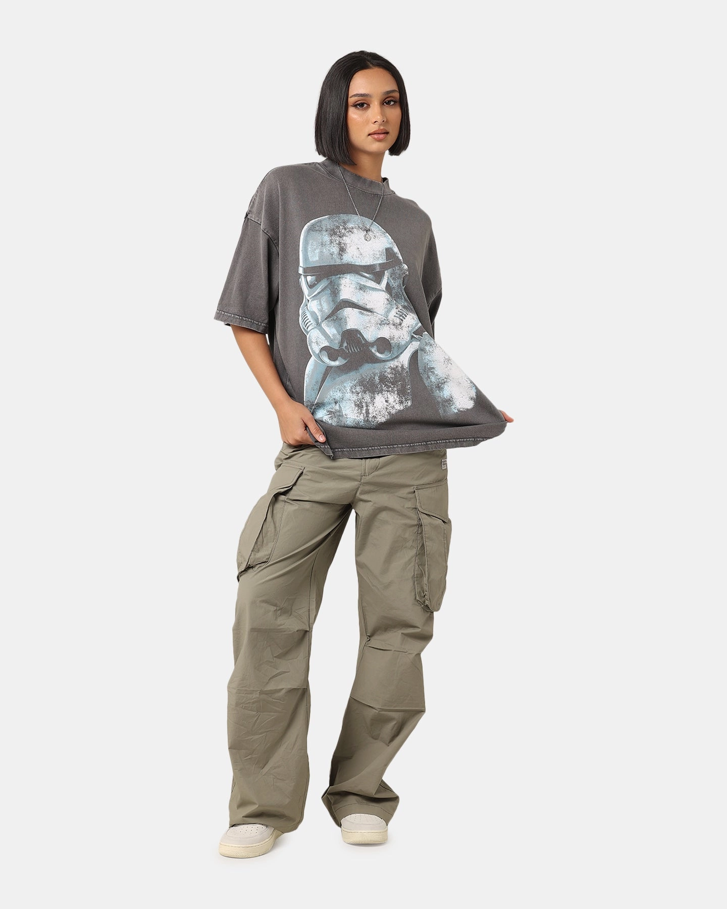 Smooth Neckline Comfortable Layering Star Wars Vader & Stormtrooper Vintage Vintage T-Shirt Washed Charcoal