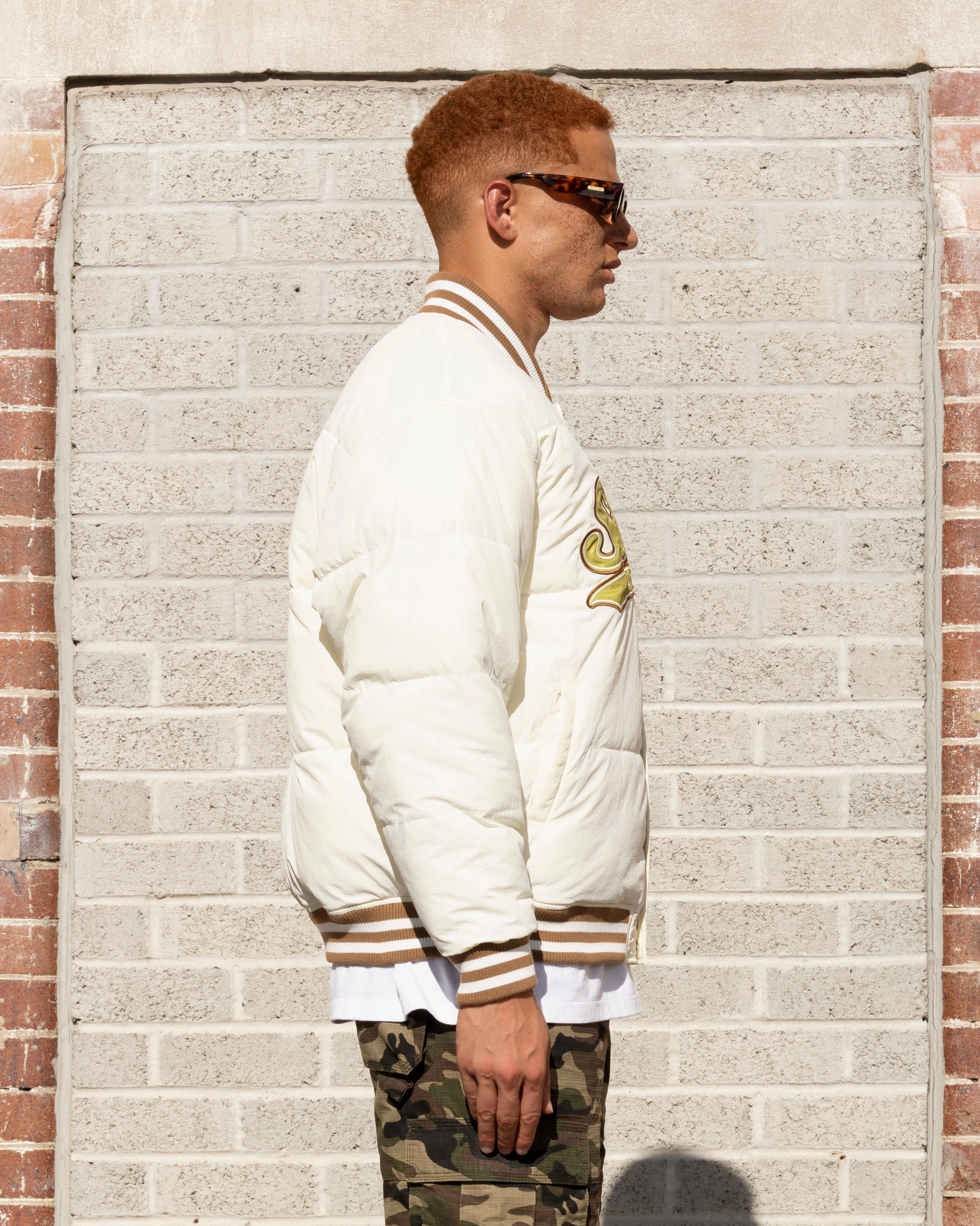 Starter Athletic Bomber Jacket Off White Eco Friendly Certified Trendy Jacket Design