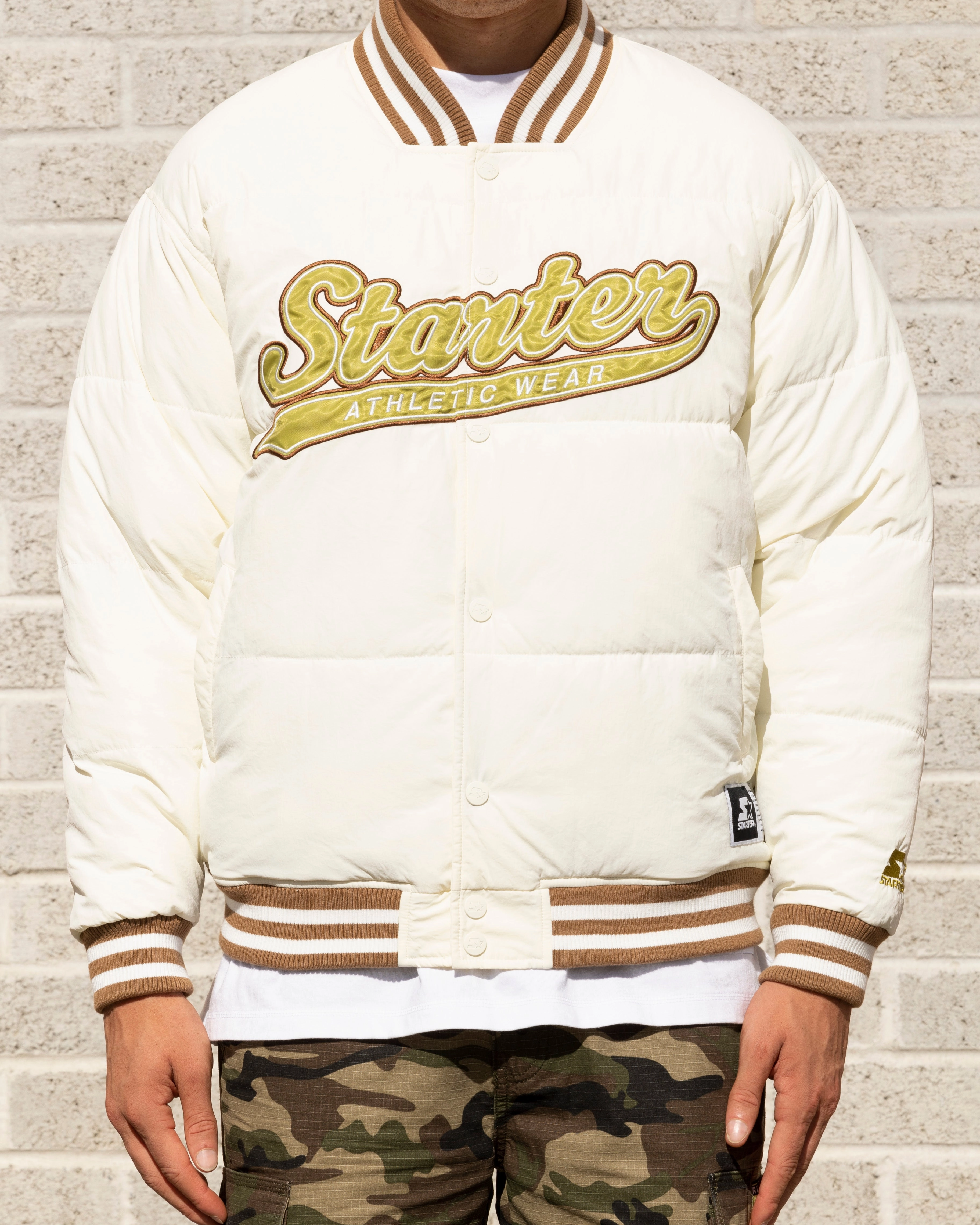 Mother's Day photographers Starter Athletic Bomber Jacket Off White