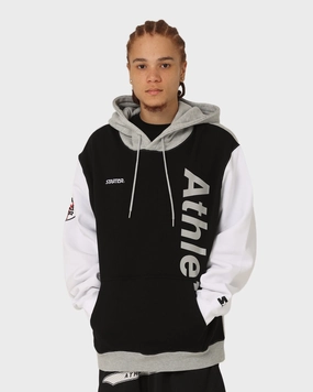 Starter Athletic Panel Hoodie Black/White Variable Baffle Sizing Plus Size