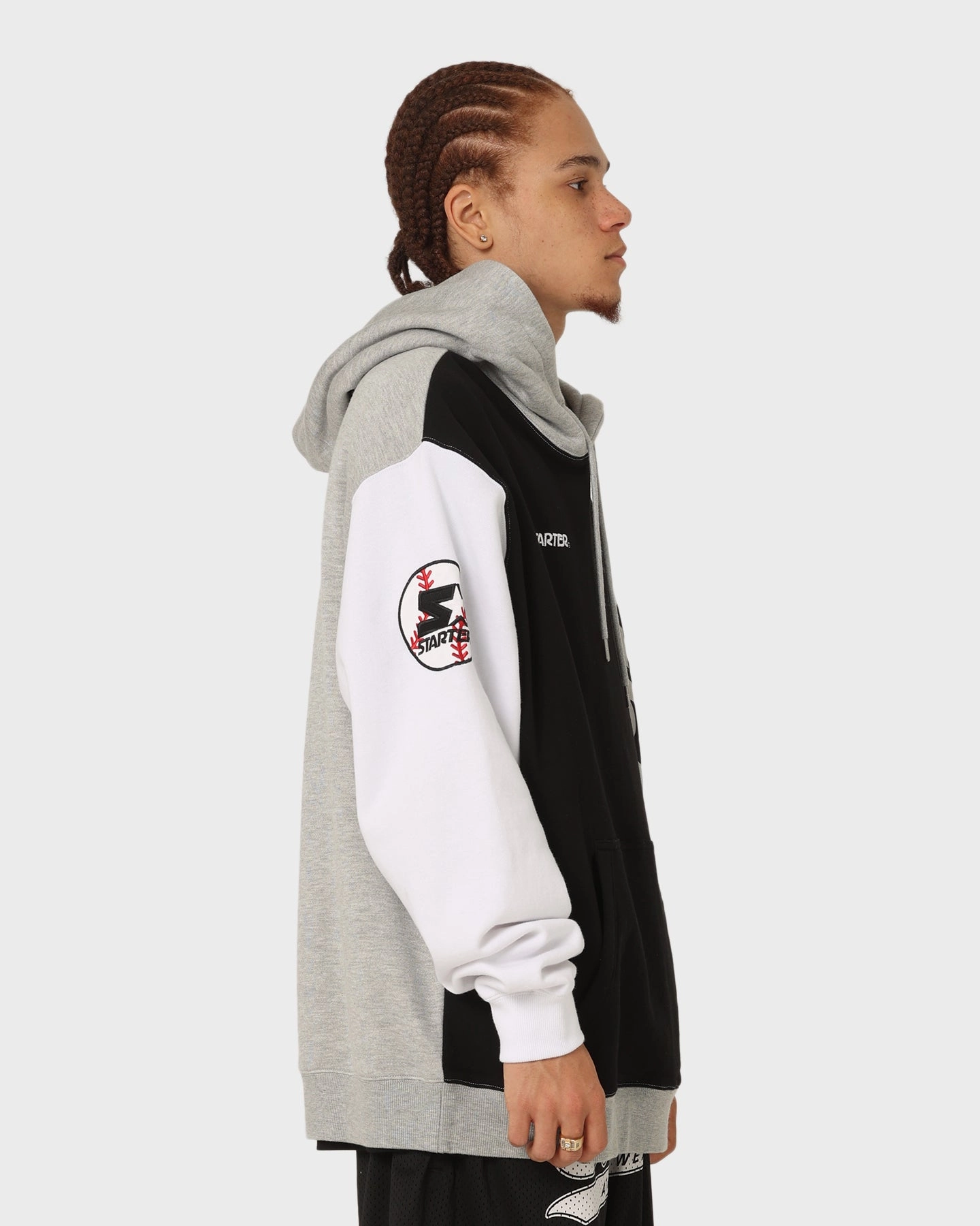 keepsake Starter Athletic Panel Hoodie Black/White