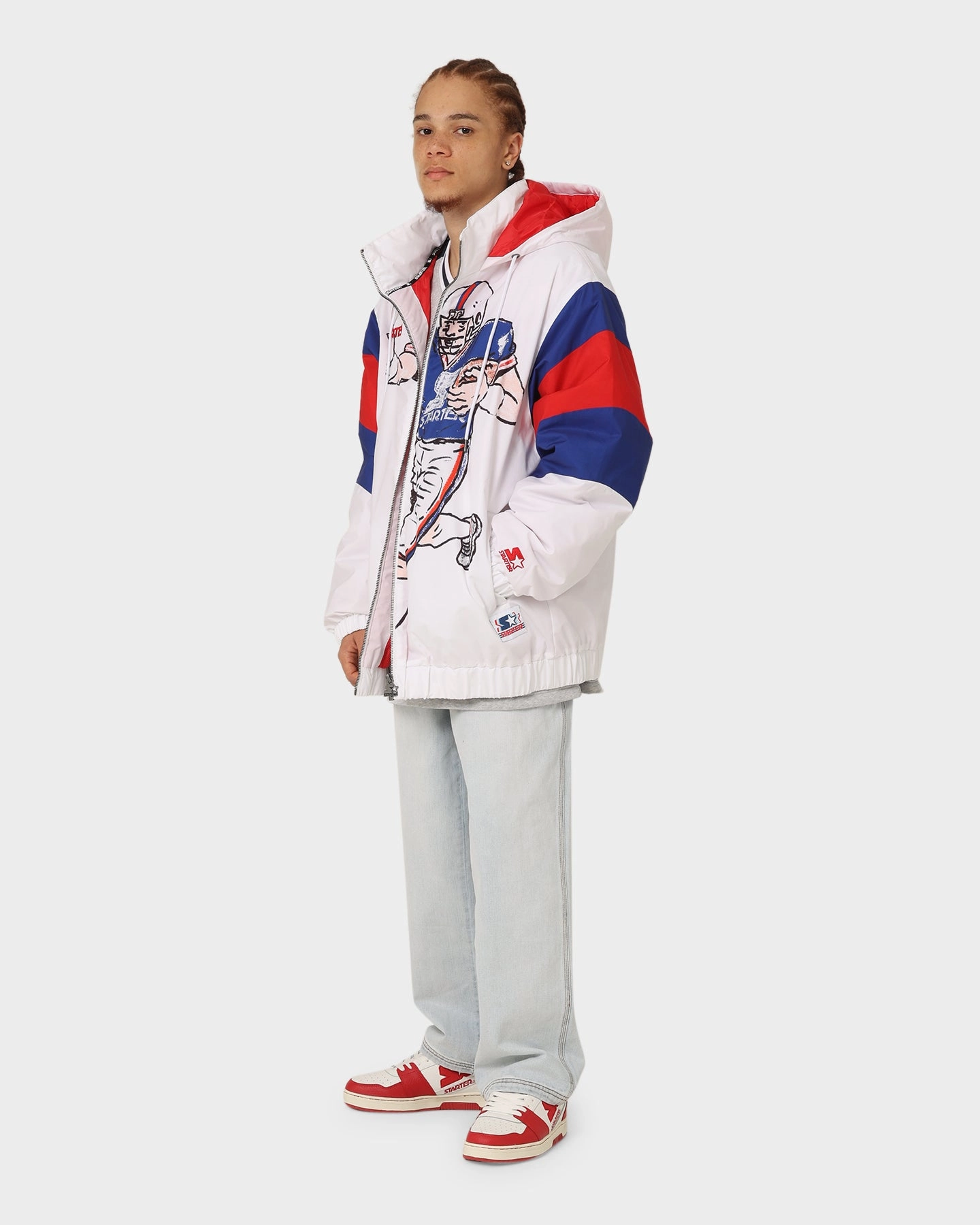 Promote Weatherproof Zipper Starter Big Football Jacket White