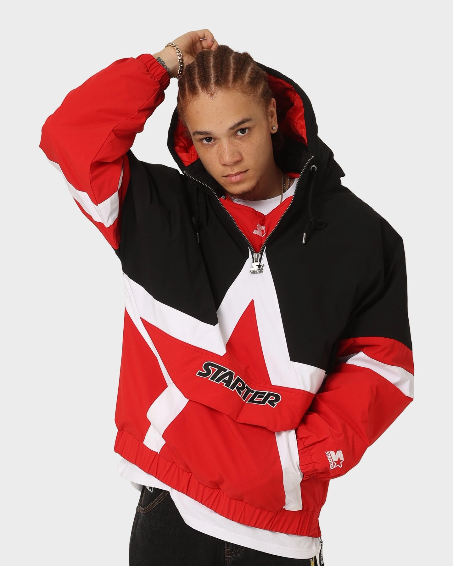Patchwork Starter Superstar Anorak Jacket Black/Red