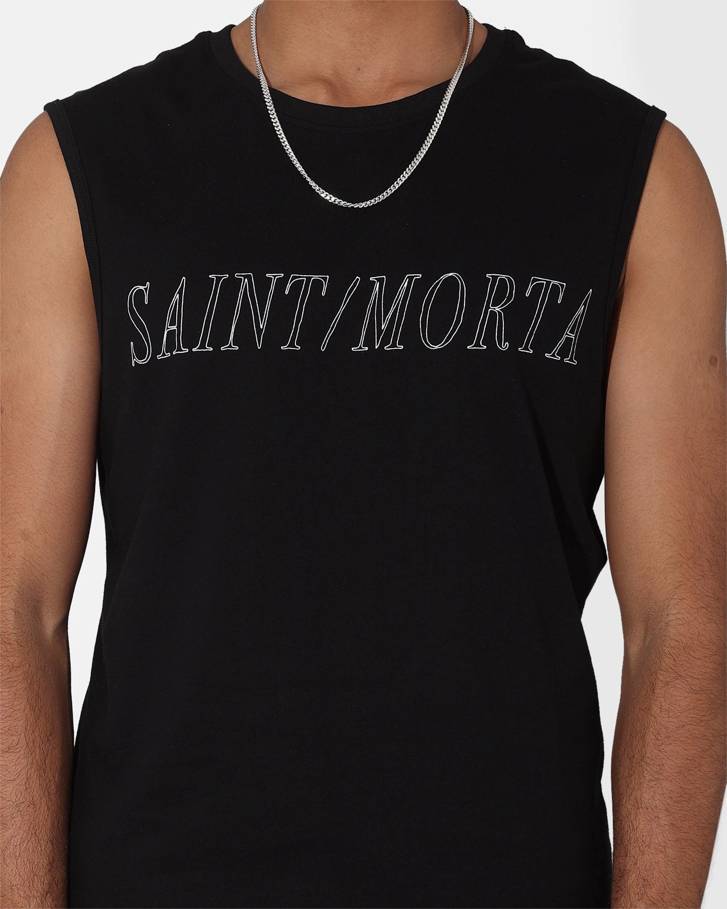 Saint Morta Origins Muscle T-Shirt Black/White Simple Fit contrast