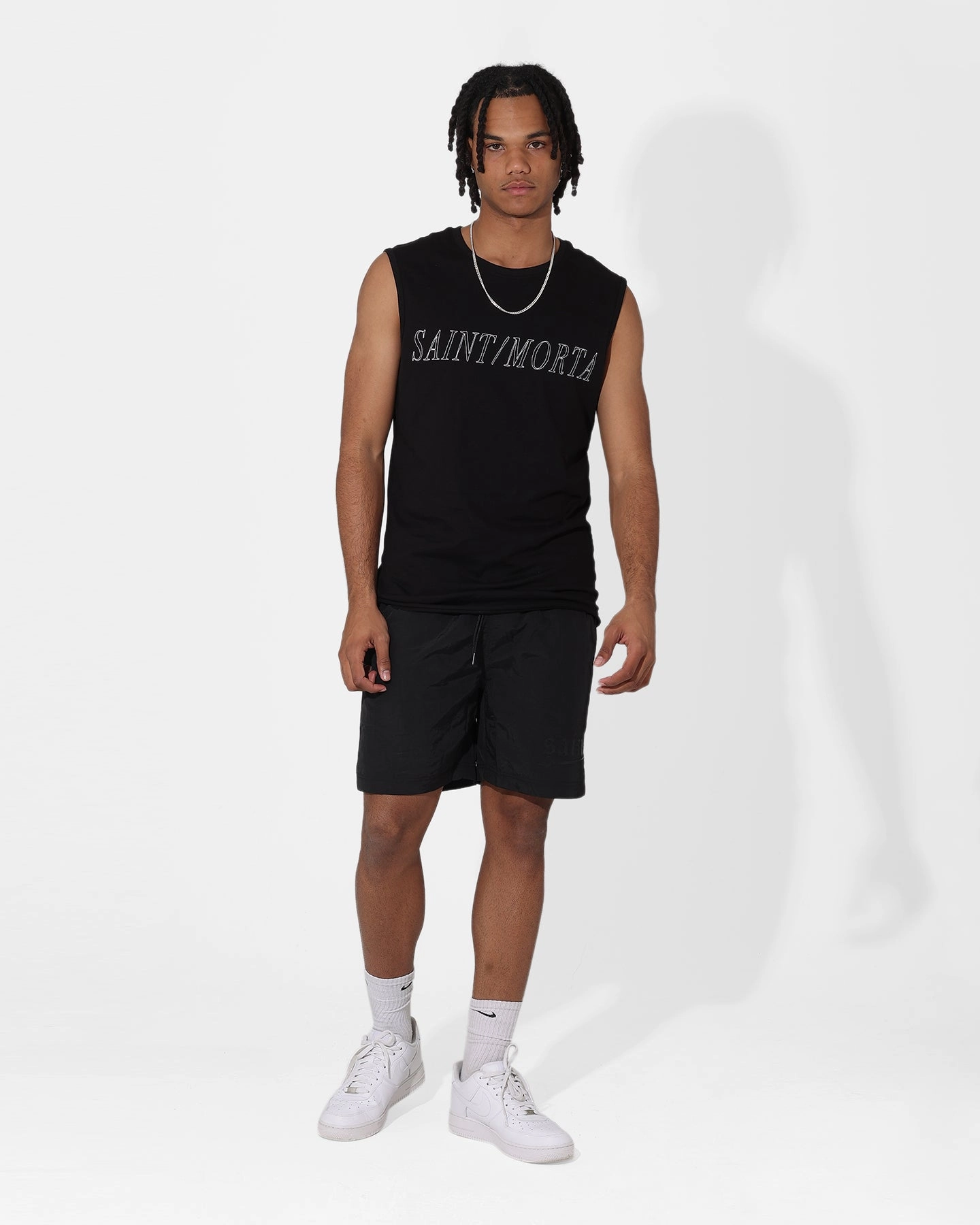Layered Hem Detail Timeless casual wear Saint Morta Origins Muscle T-Shirt Black/White