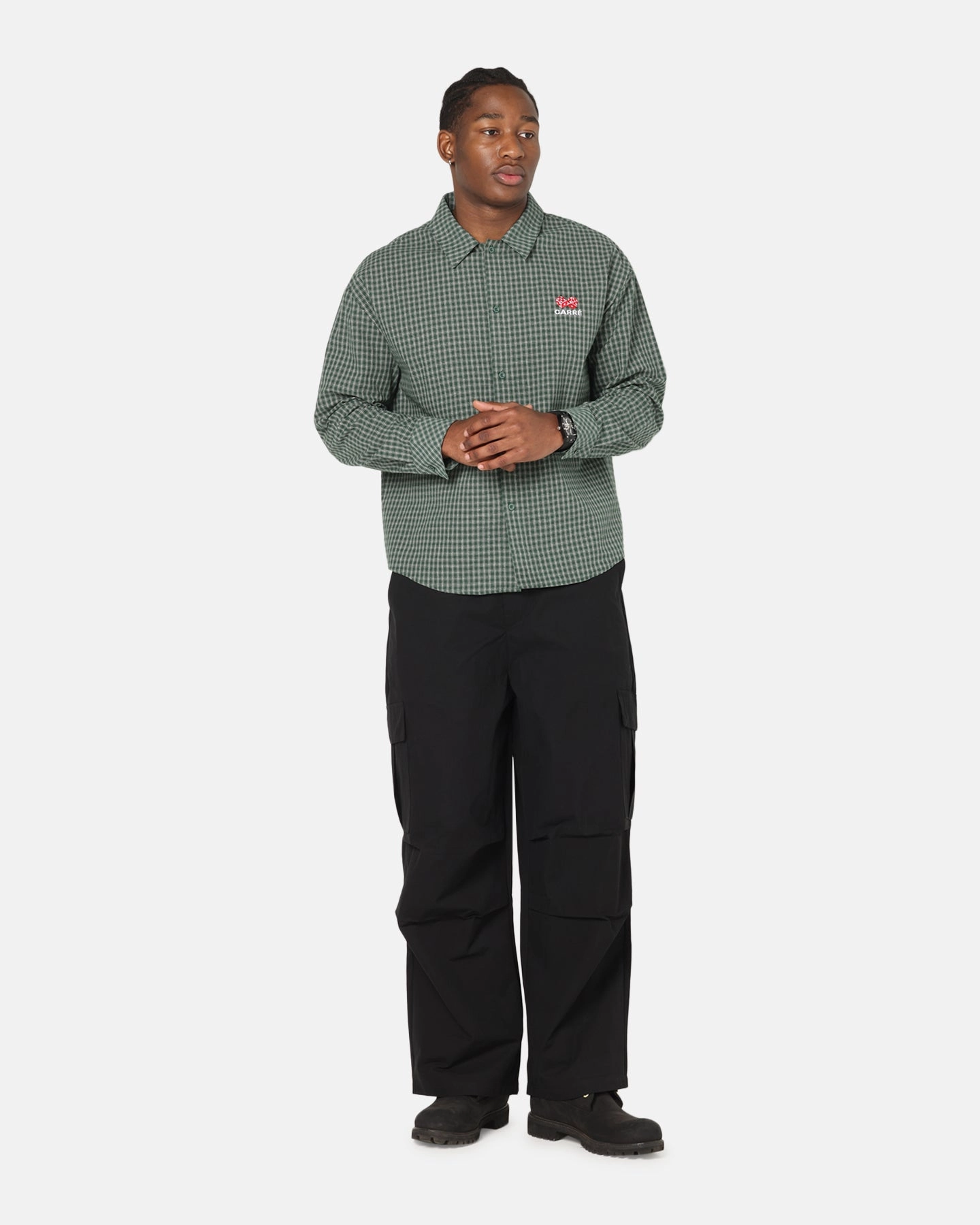 Flexible Comfort Roomy Fit Carre Baggy Cargo Pants Black