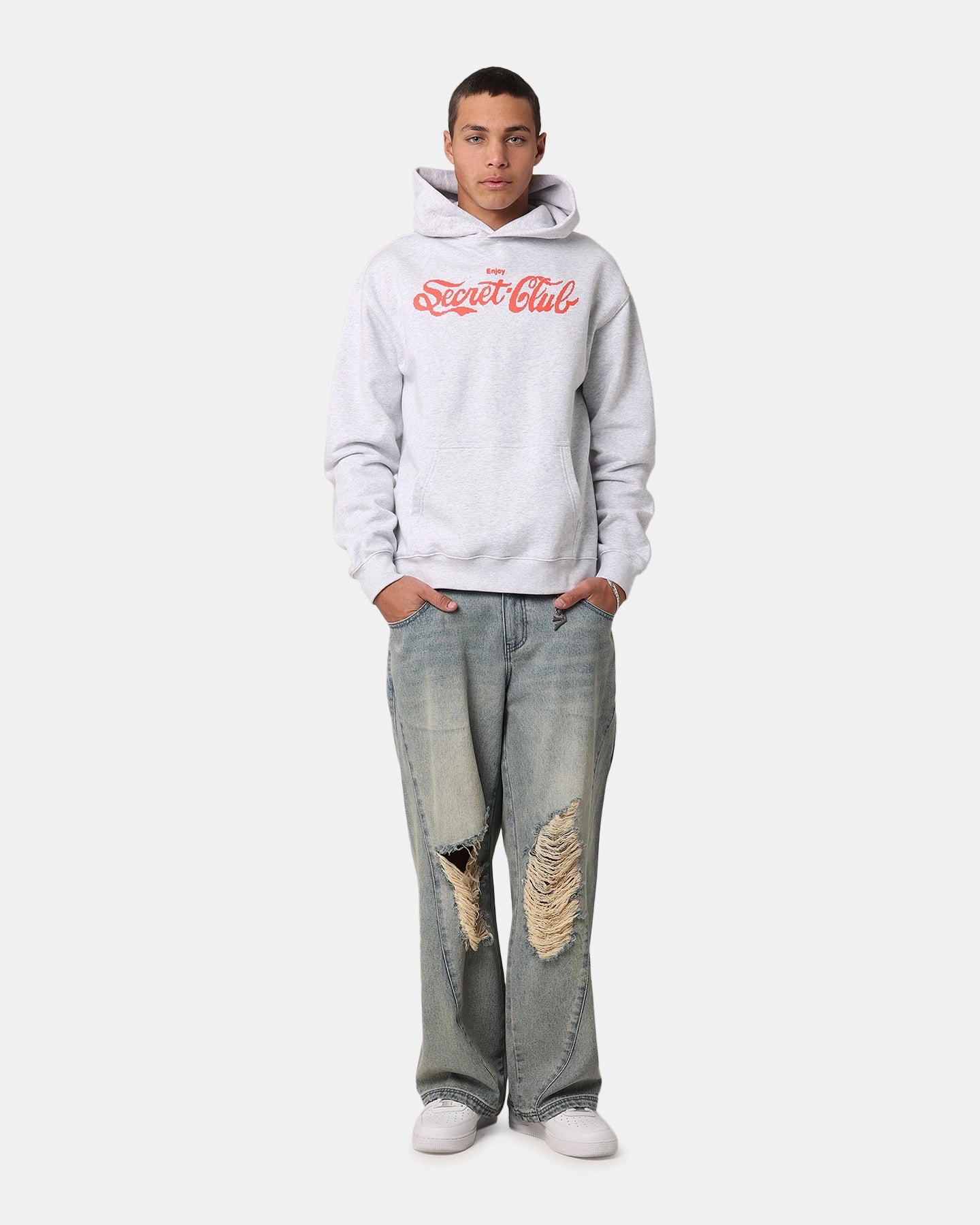 Street Flexible Secret Club Enjoy Hoodie Ash