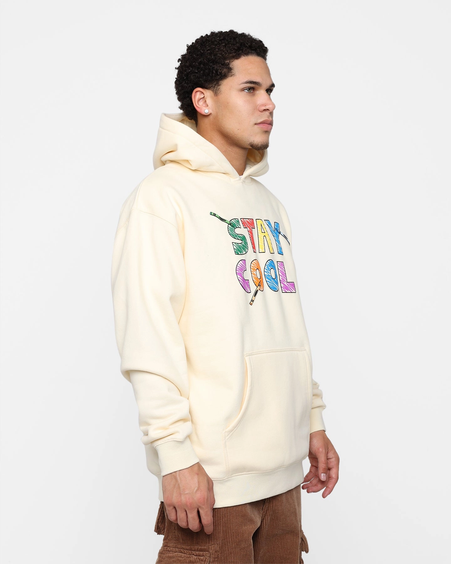 STAYCOOLNYC Crayon Hoodie Cream Adjustable Drawstring Waist