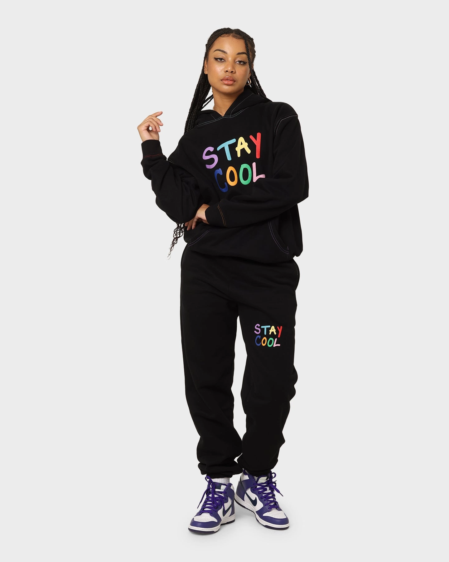 Pullover Secure Chest Pocket STAYCOOLNYC Puff Paint Hoodie Black