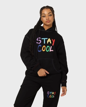 STAYCOOLNYC Puff Paint Hoodie Black Sport Comfort
