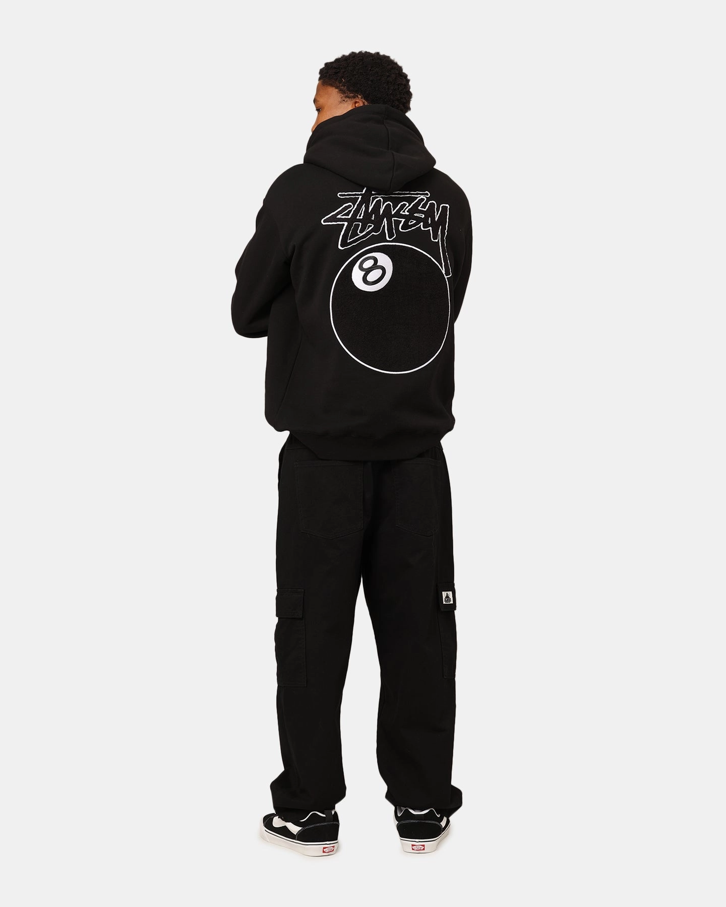 St??ssy 8 Ball Chenille Hoodie Black popular in Europe