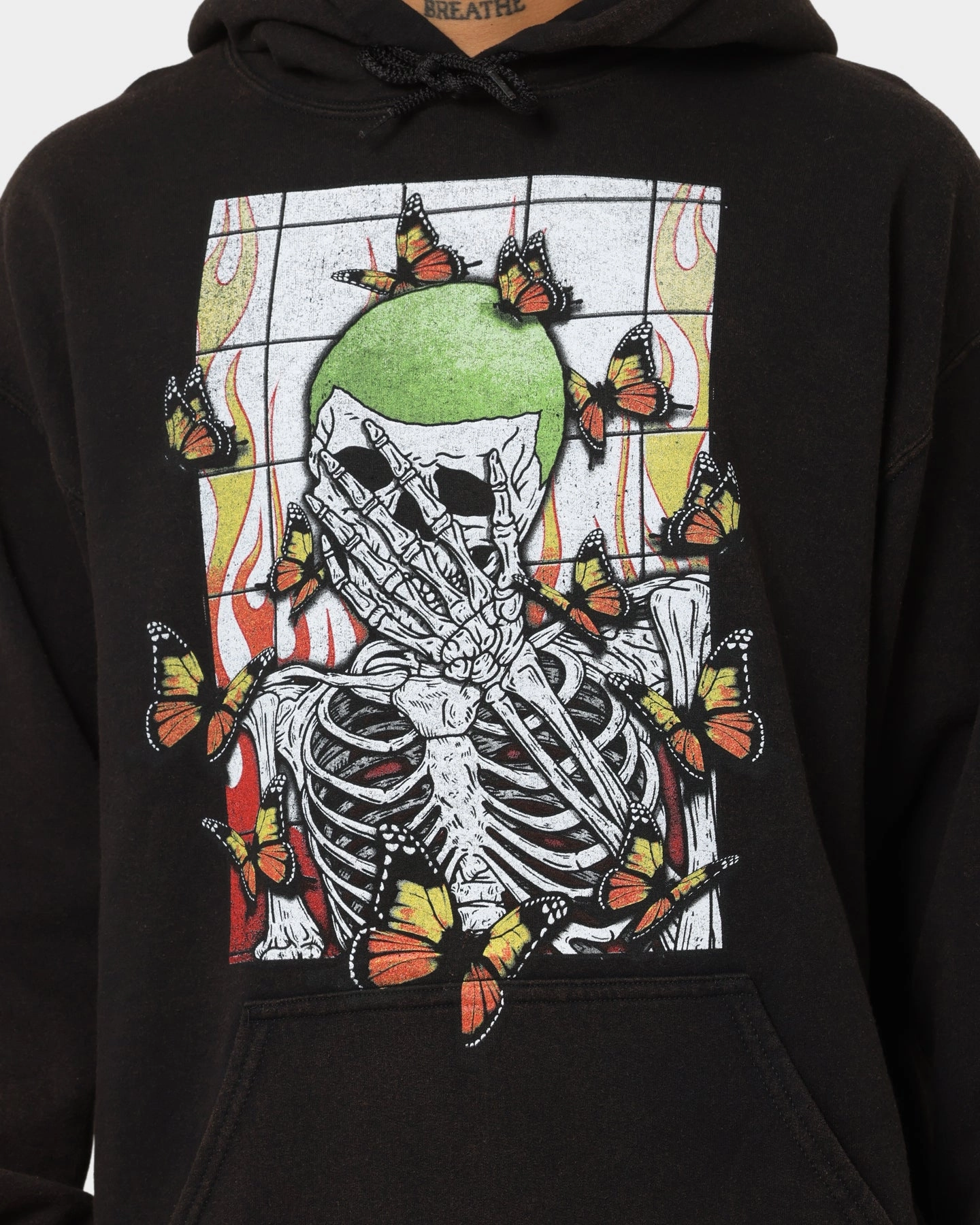 Goat Crew Green Skeleton Hoodie Black Wash Easy Care