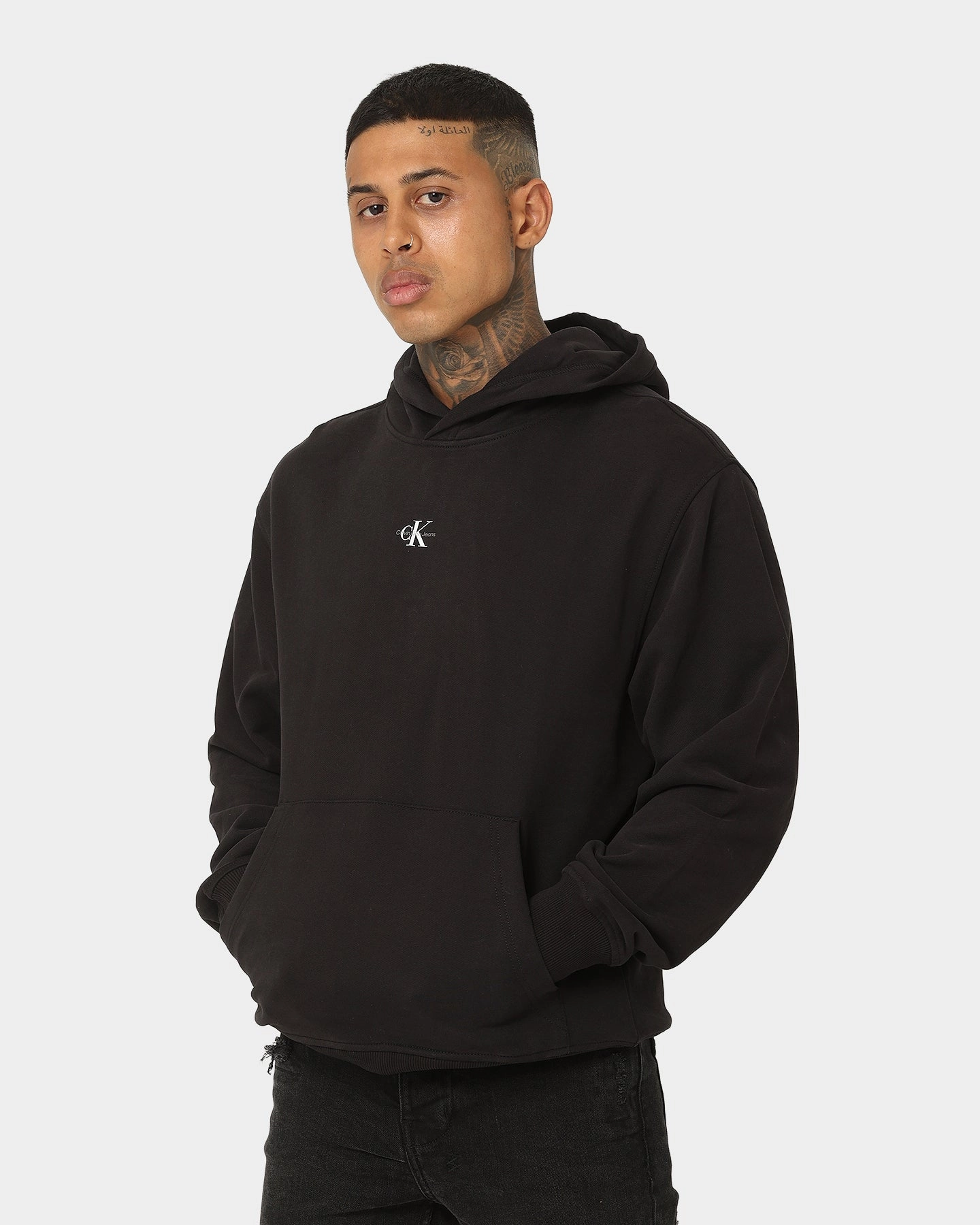 futuristic Calvin Klein Micro Monologo Hoodie Ck Black