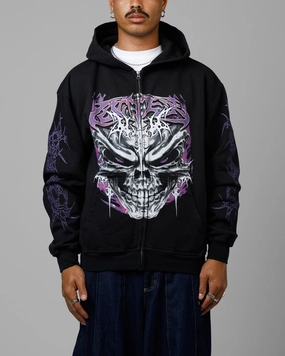 fishermen Loiter Tribal Skull Zip Up Hoodie Black