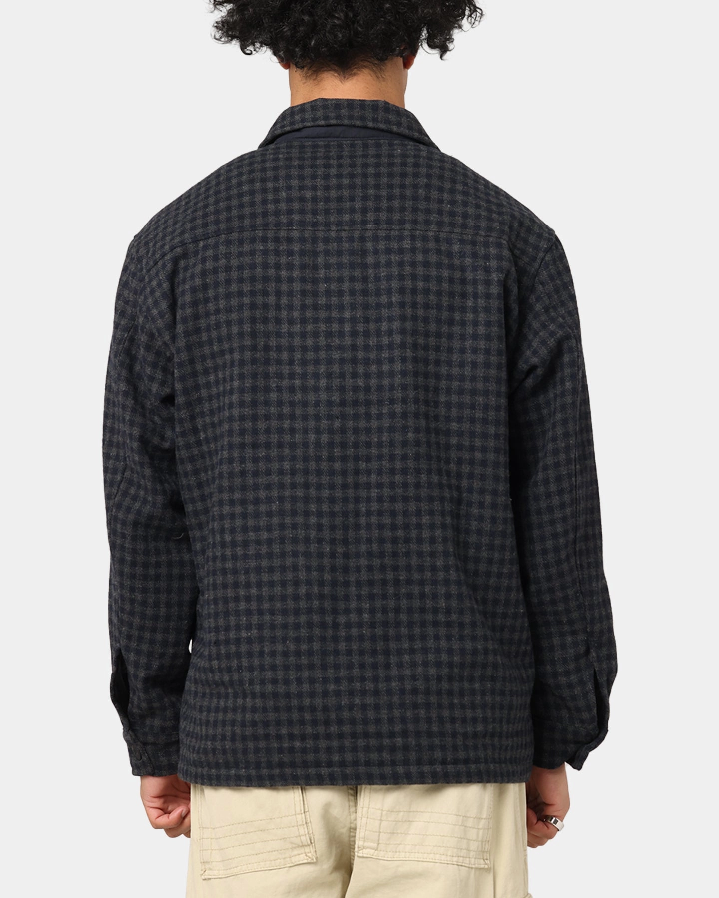 S Double Plaid Zip Through Long Sleeve Shirt Brown Allow