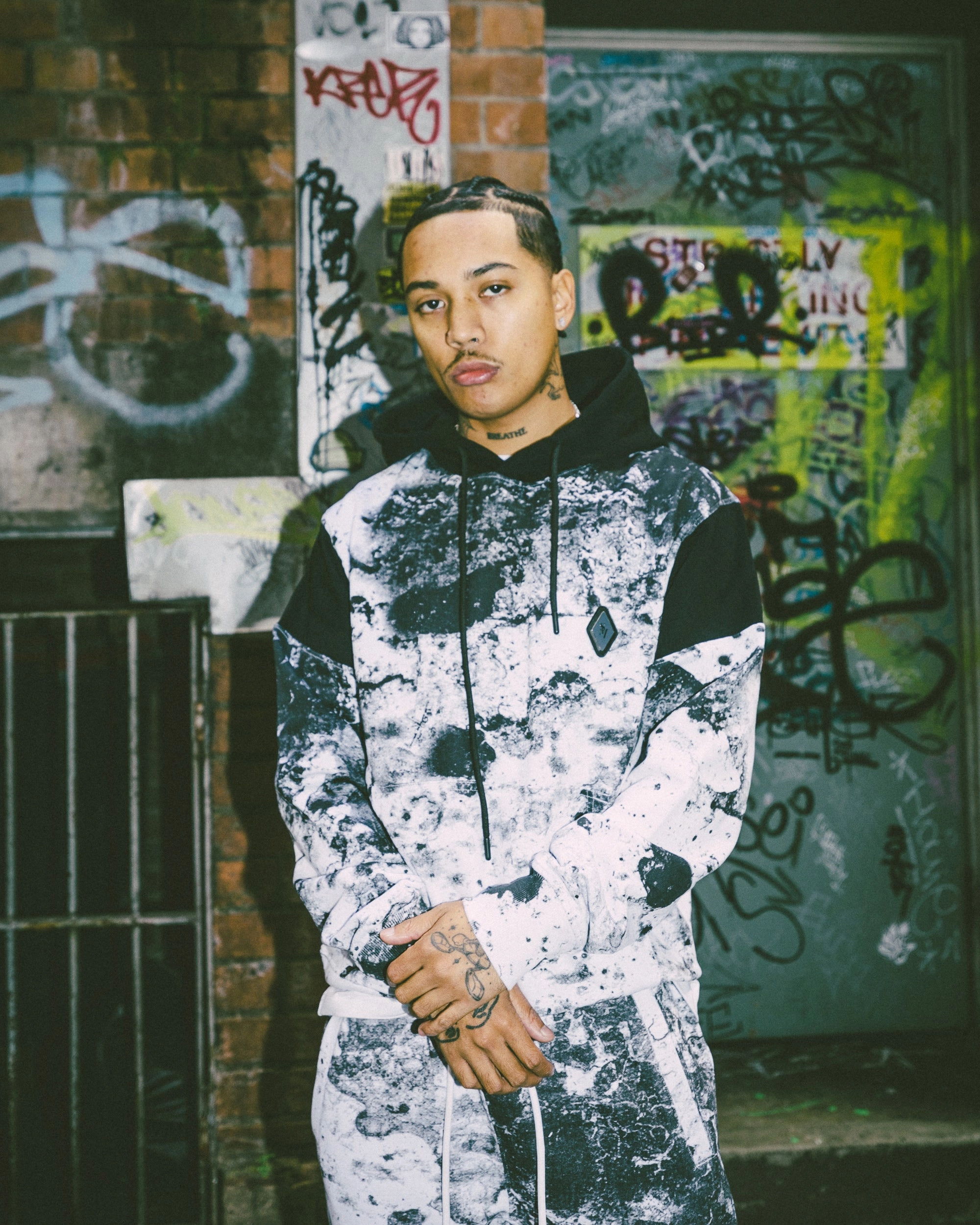 Pin Saint Morta Acid Hoodie White/Grey/Black