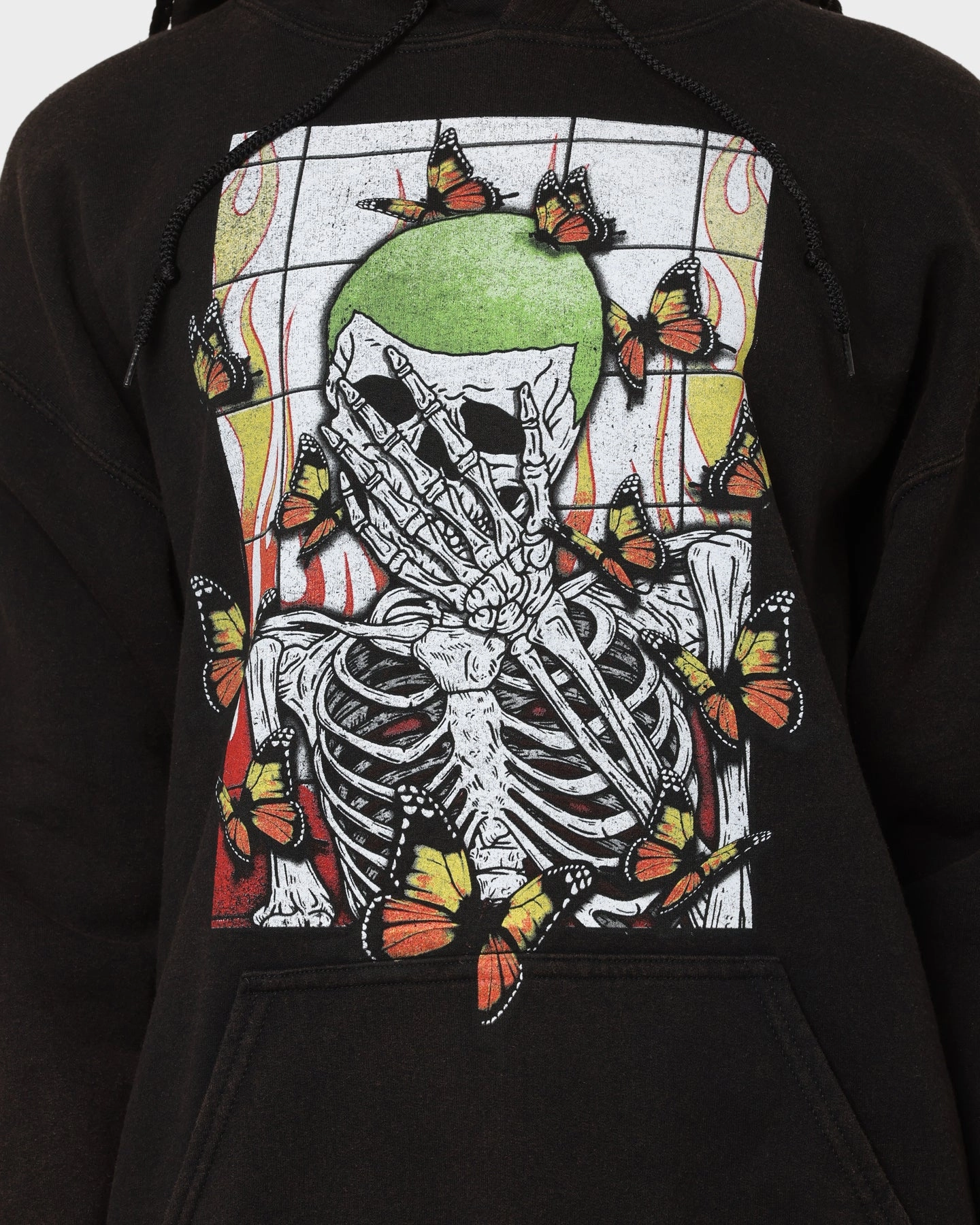 Goat Crew Green Skeleton Hoodie Black Wash Highlighter