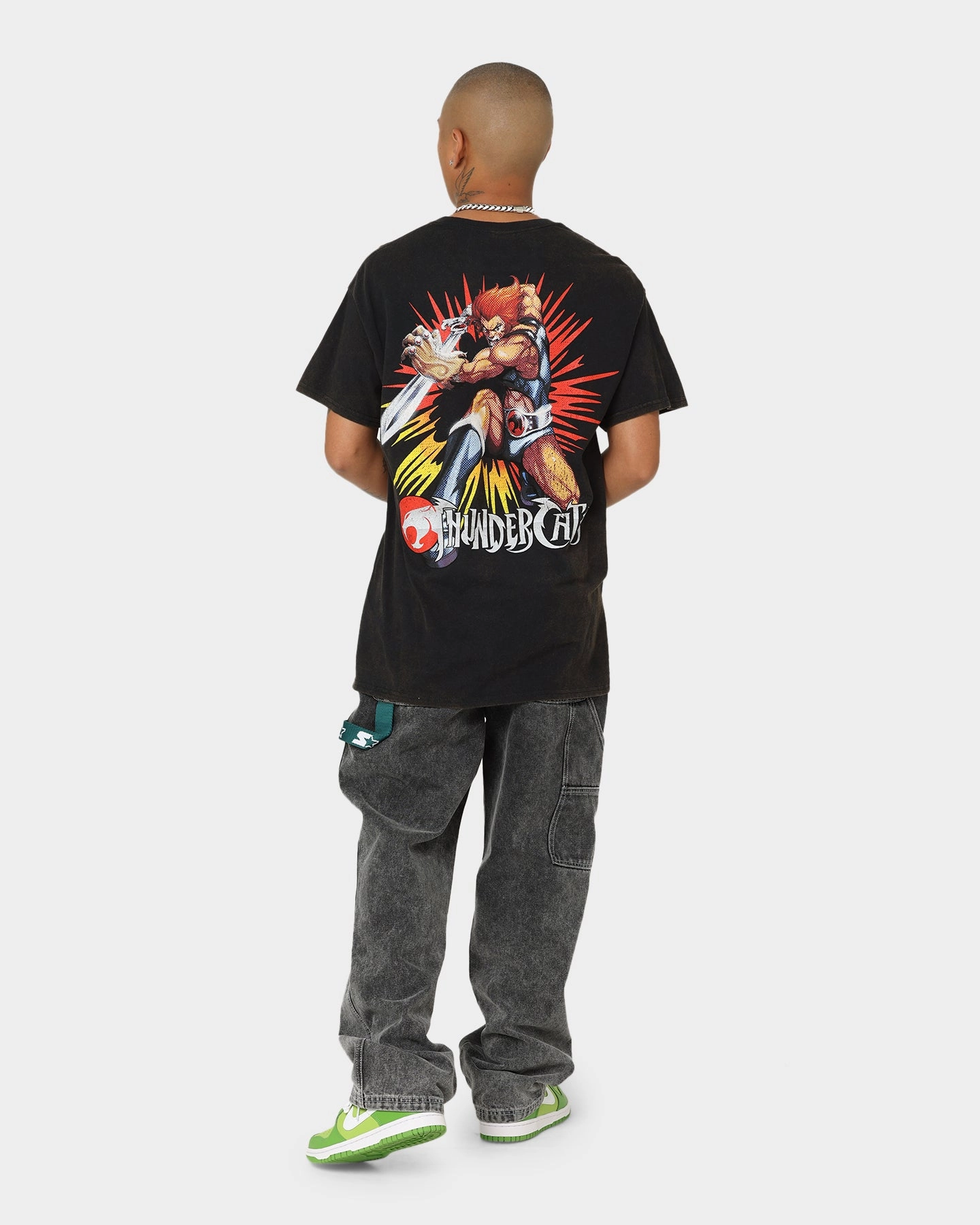 Functional Wearable Ethically Sourced Cotton American Thrift Thundercats Vintage T-Shirt Black Wash