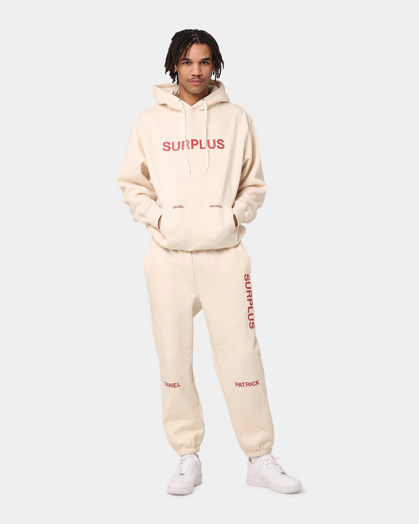 Daniel Patrick Surplus Logo Sweatpants Cream/Maroon Breathable back panel