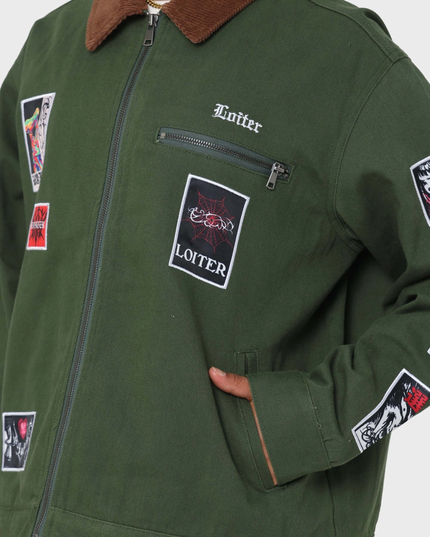 Urban Motion suitable for group activities Loiter Patchwork Jacket Green