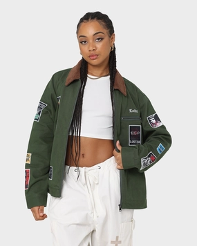 Plus Size Loiter Patchwork Jacket Green