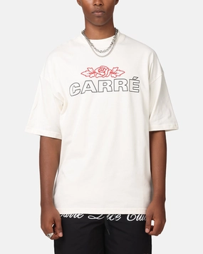 Comfy Casual Beachwear Carre Rosebud Mock Neck T-Shirt Off White