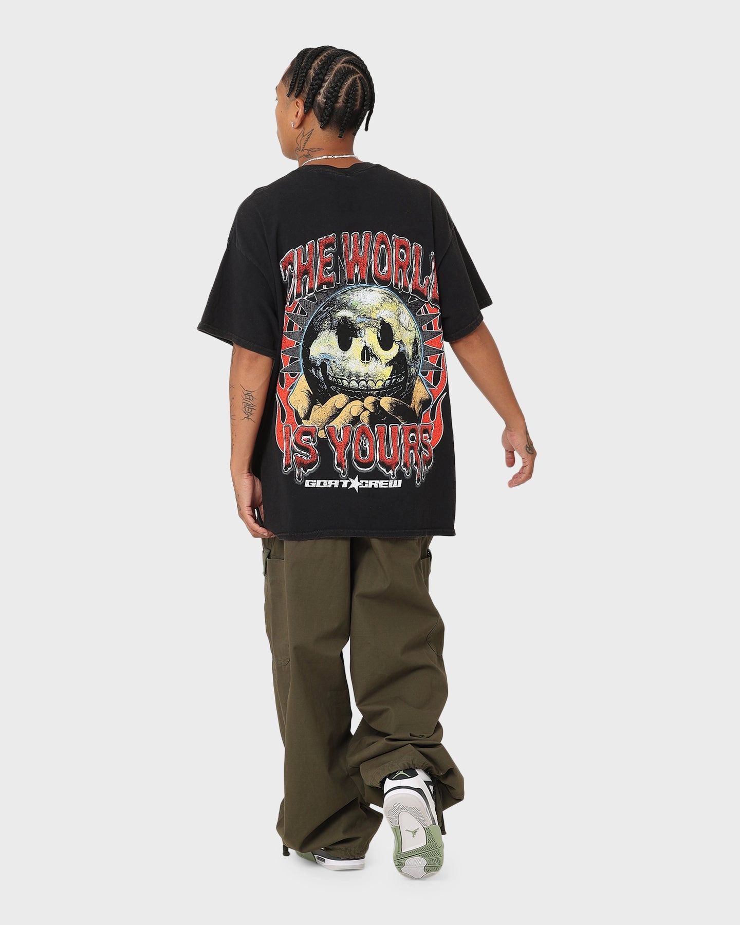Goat Crew The World Is Yours Vintage T-Shirt Black Wash Travel Wear