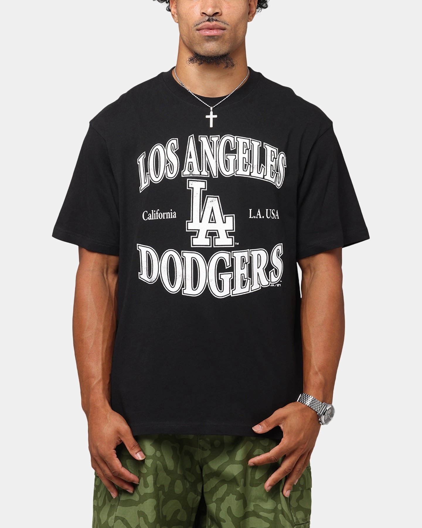 Majestic Athletic Los Angeles Dodgers Marne Arch T-Shirt Black On-the-Go Comfort