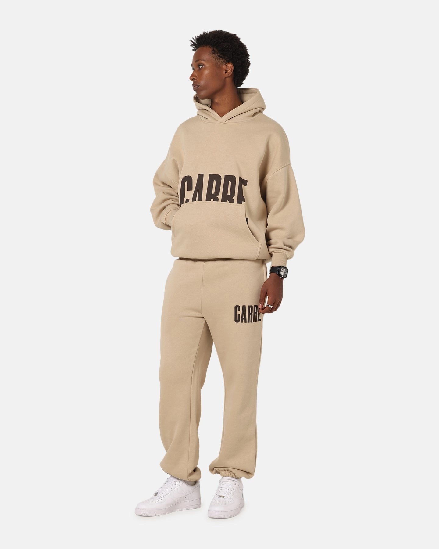 All Season Carre Premium Essentials Hoodie Light Brown