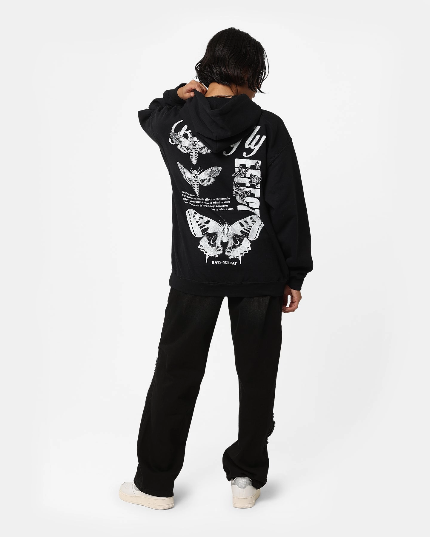 Rats Get Fat Butterfly Effect Hoodie Black Double Layer Design Chic Look