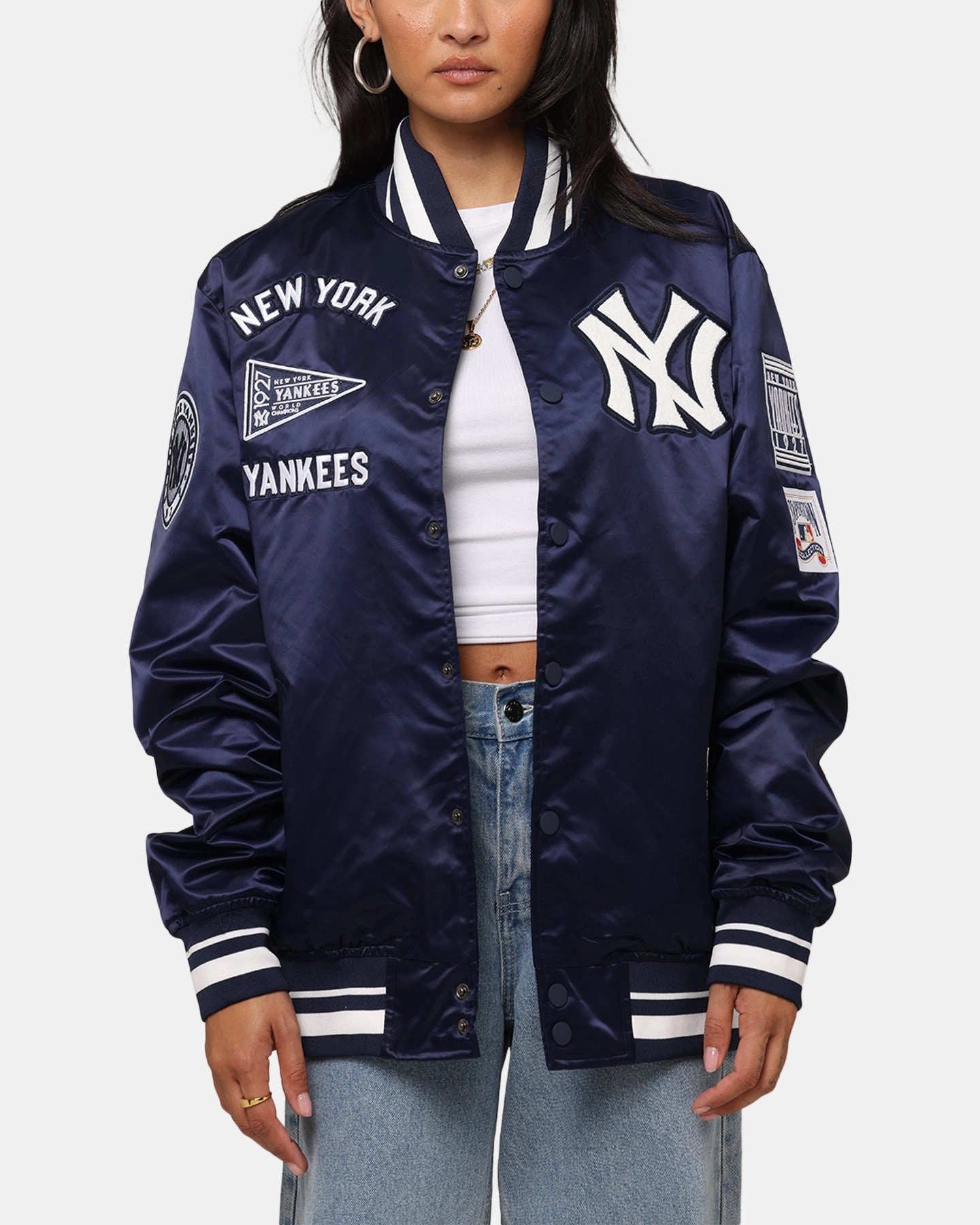 Pro Standard New York Yankees Classic Satin Jacket Midnight Navy Booking