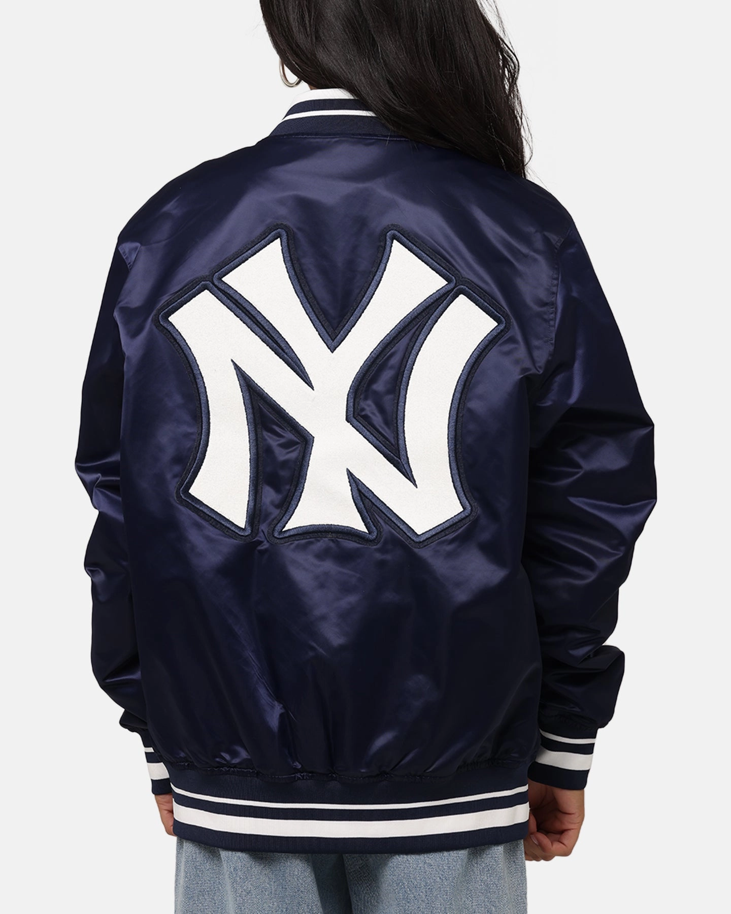 Hot Hexagonal Quilted Pattern Pro Standard New York Yankees Classic Satin Jacket Midnight Navy