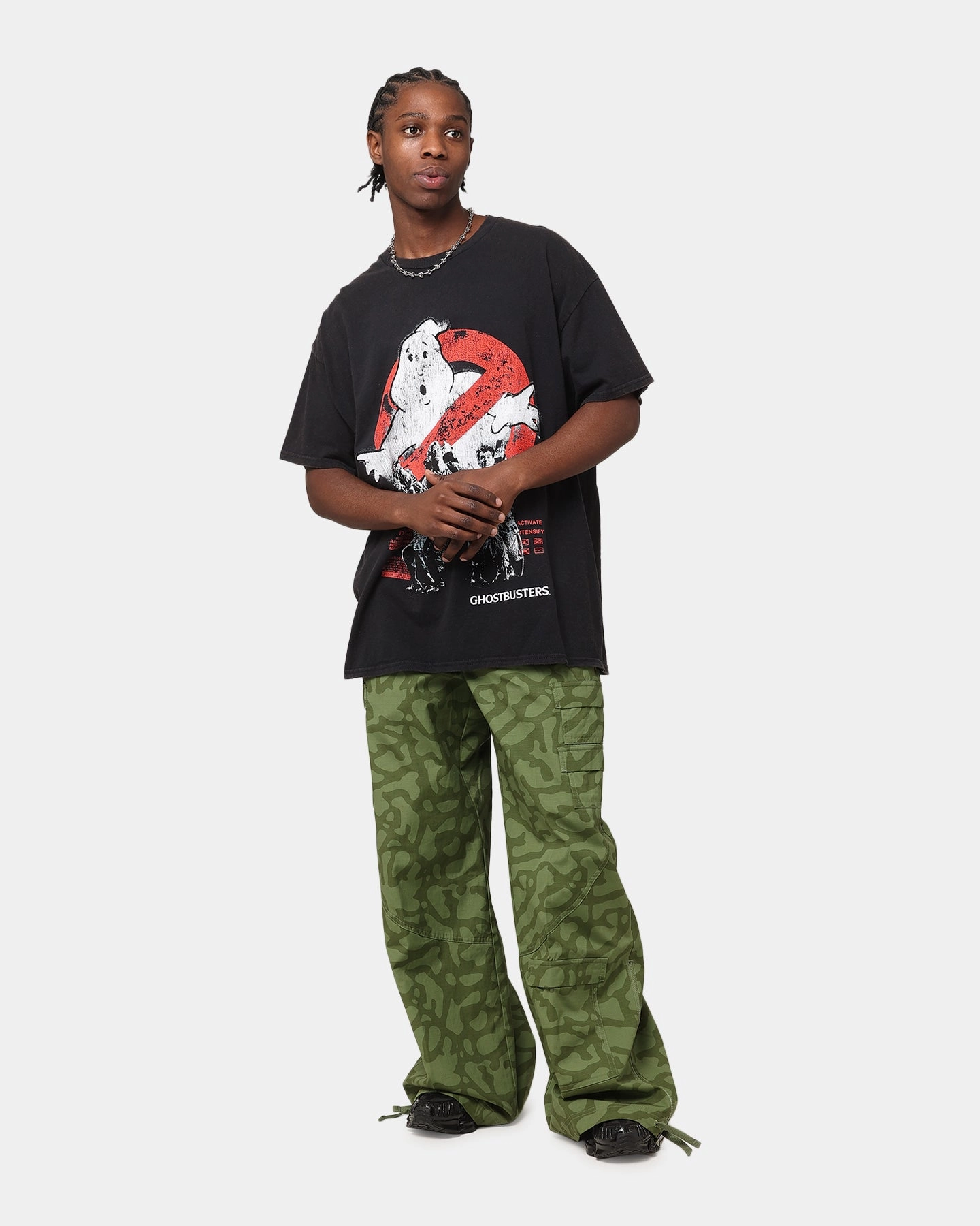 Sporty Layer BreathableFabric Goat Crew X Ghostbusters Vintage T-Shirt Black Wash