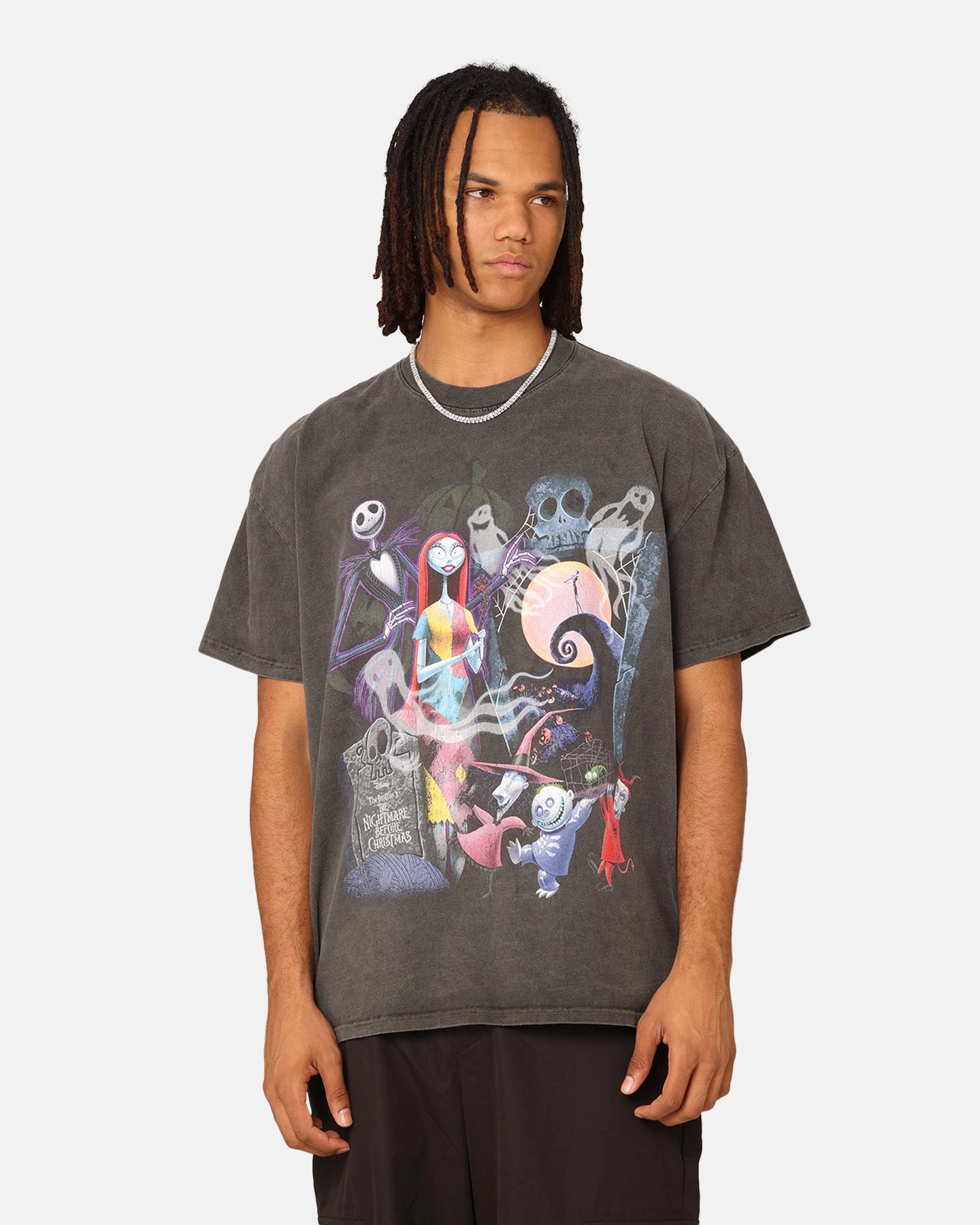 Goat Crew X The Nightmare Before Christmas Group Heavyweight Vintage T-Shirt Black Wash Simple Comfort Wear