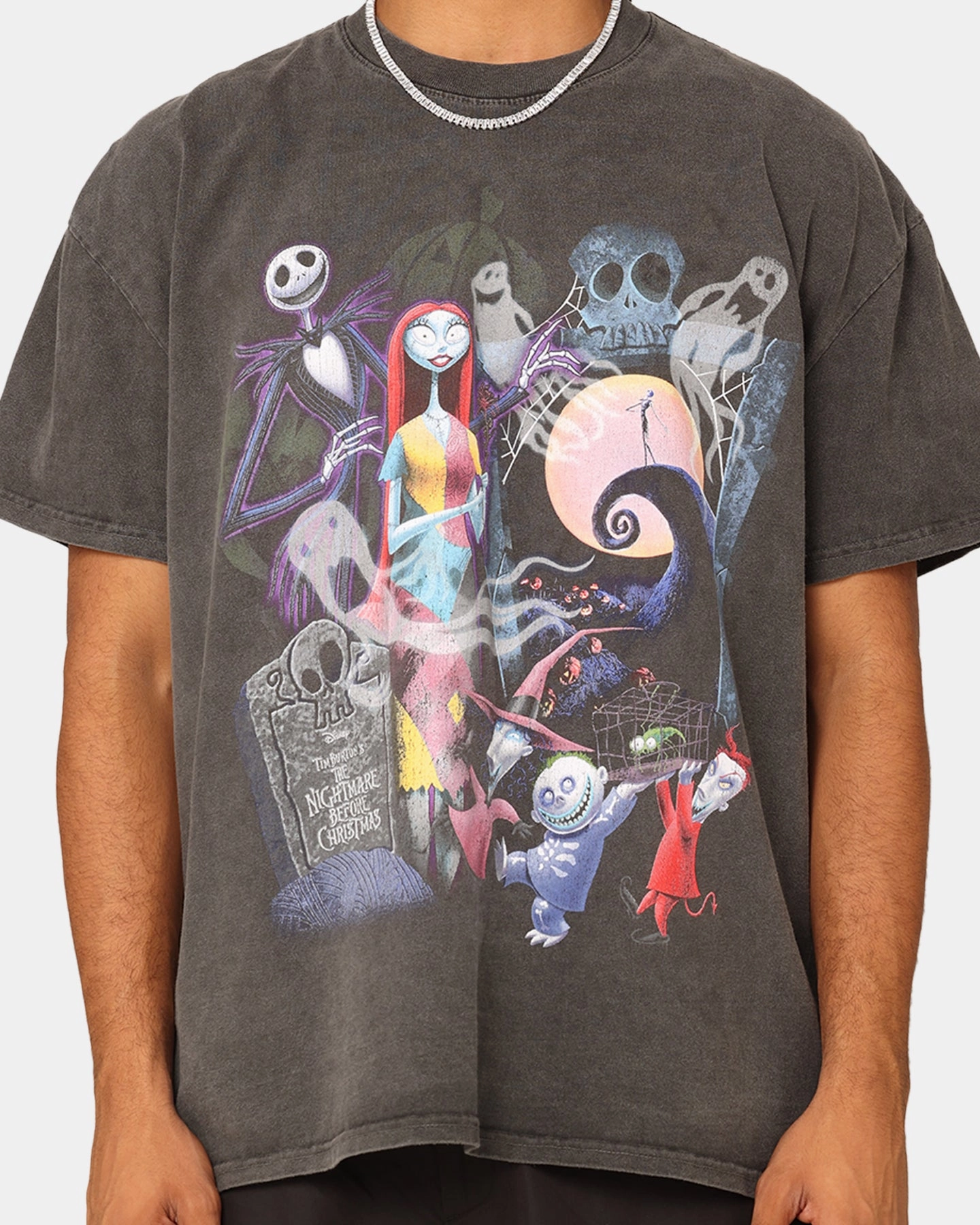 Cozy Look Athletic Fit Goat Crew X The Nightmare Before Christmas Group Heavyweight Vintage T-Shirt Black Wash