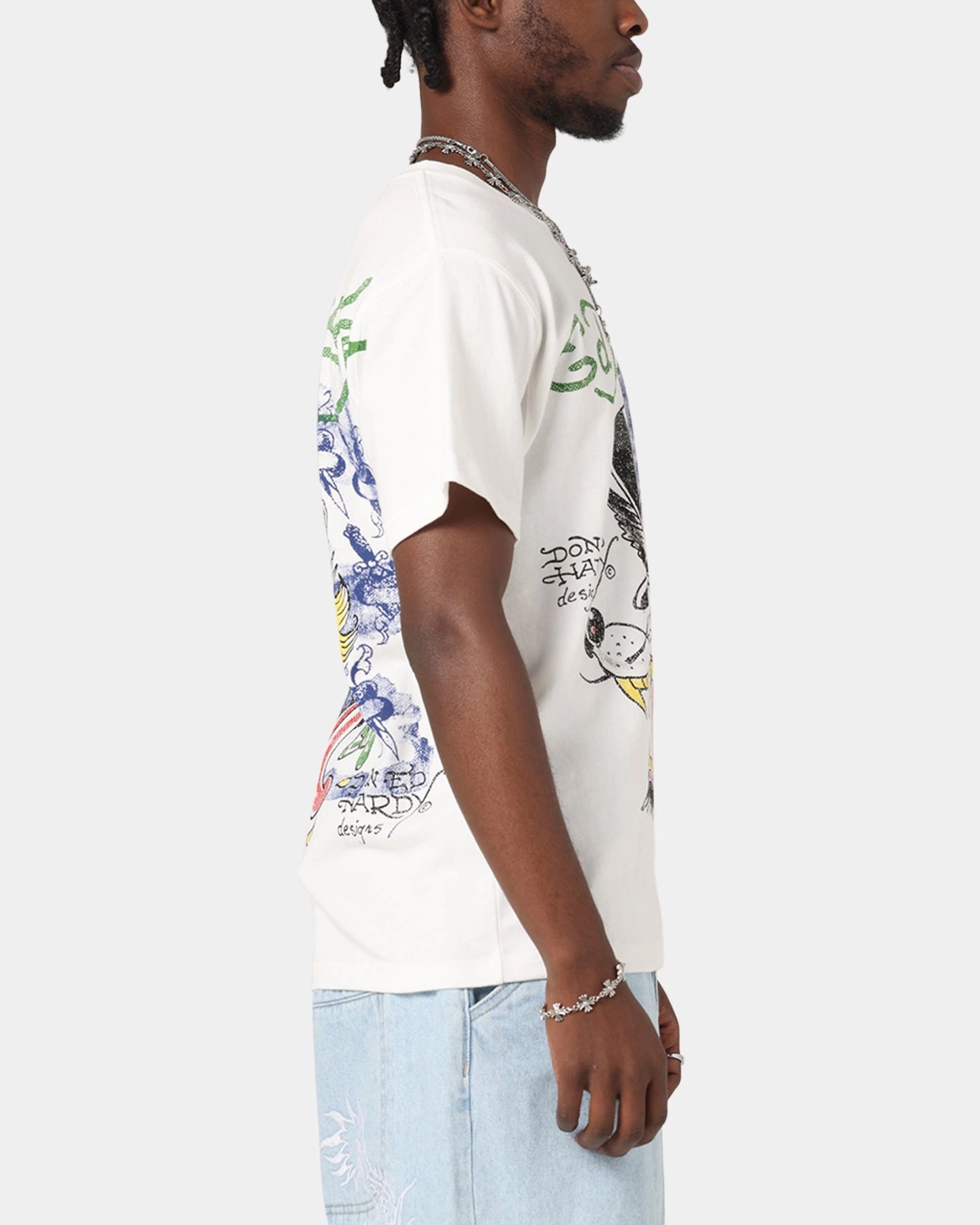 EasyCareFinish Breathable mesh Ed Hardy Wolf Vintage T-Shirt Off White
